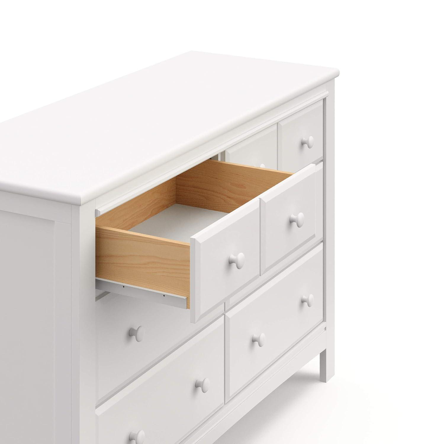 imageGraco Benton 6 Drawer Double Dresser White Easy New Assembly Process Universal Design Durable Steel Hardware and EuroGlide Drawers with Safety Stops Coordinates with Any NurseryWhite