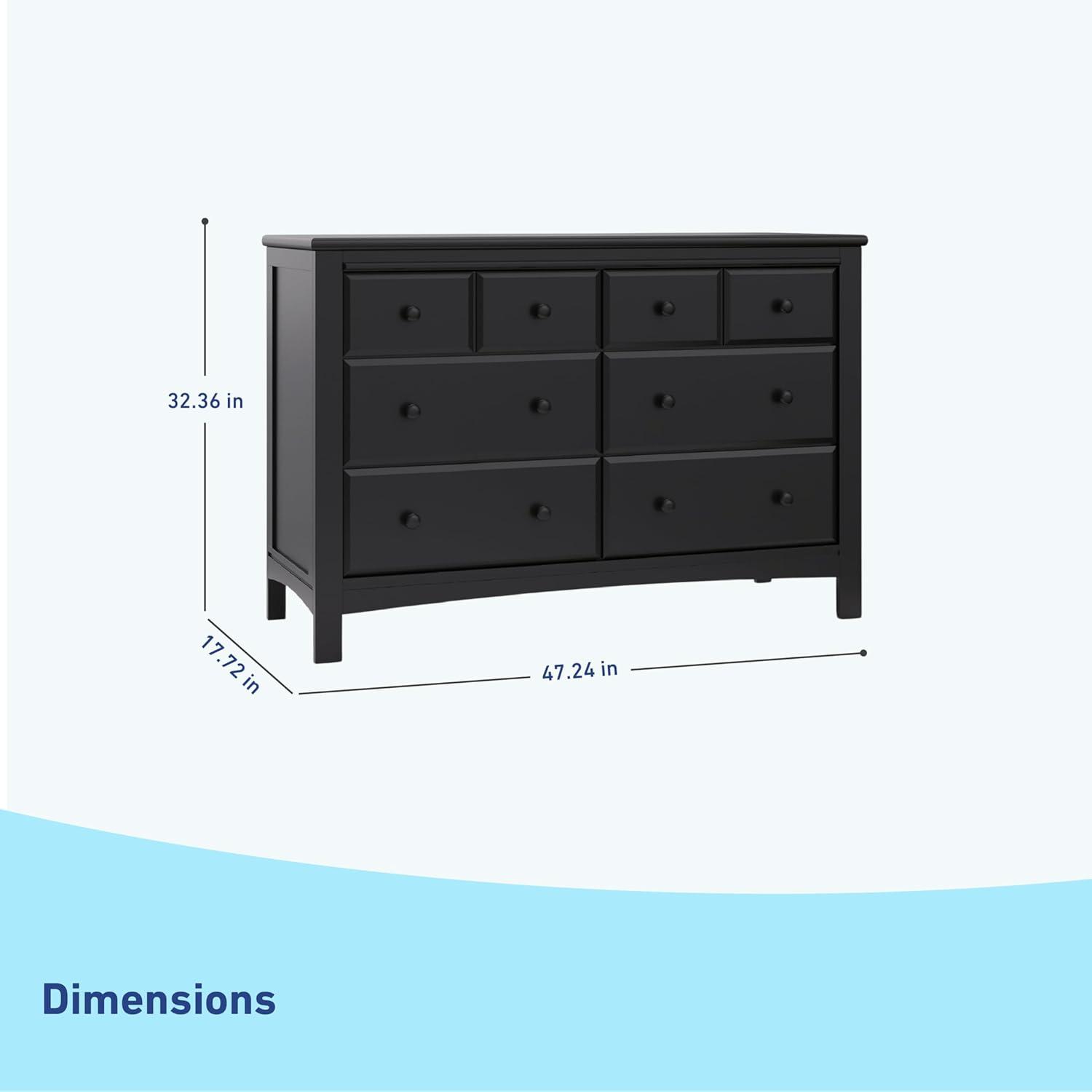 imageGraco Benton 6 Drawer Double Dresser White Easy New Assembly Process Universal Design Durable Steel Hardware and EuroGlide Drawers with Safety Stops Coordinates with Any NurseryBlack