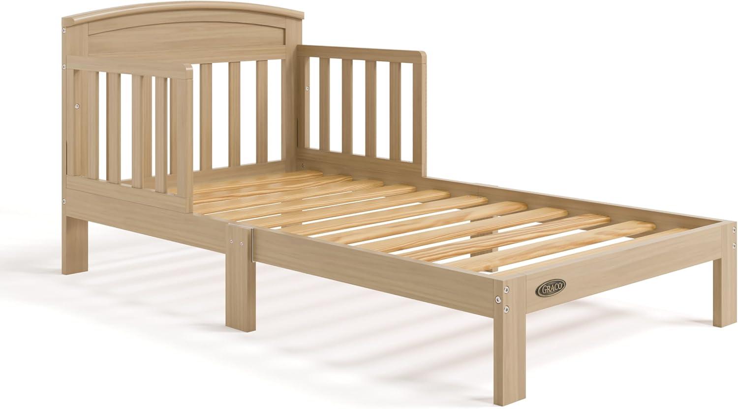 imageGraco Benton Toddler Bed White GREENGUARD Gold Certified Baby Safety Alliance Verified with Safety Toddler Guardrails Fits Standard Crib Mattress Easy Assembly Kids Transition BedDriftwood