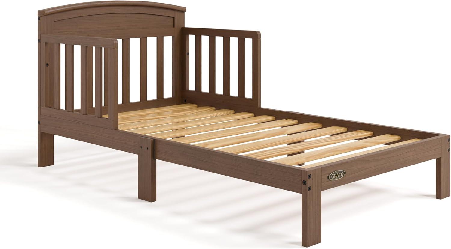 imageGraco Benton Toddler Bed White GREENGUARD Gold Certified Baby Safety Alliance Verified with Safety Toddler Guardrails Fits Standard Crib Mattress Easy Assembly Kids Transition BedHazelnut