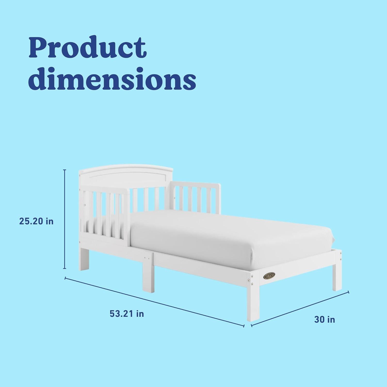 imageGraco Benton Toddler Bed White GREENGUARD Gold Certified Baby Safety Alliance Verified with Safety Toddler Guardrails Fits Standard Crib Mattress Easy Assembly Kids Transition BedWhite