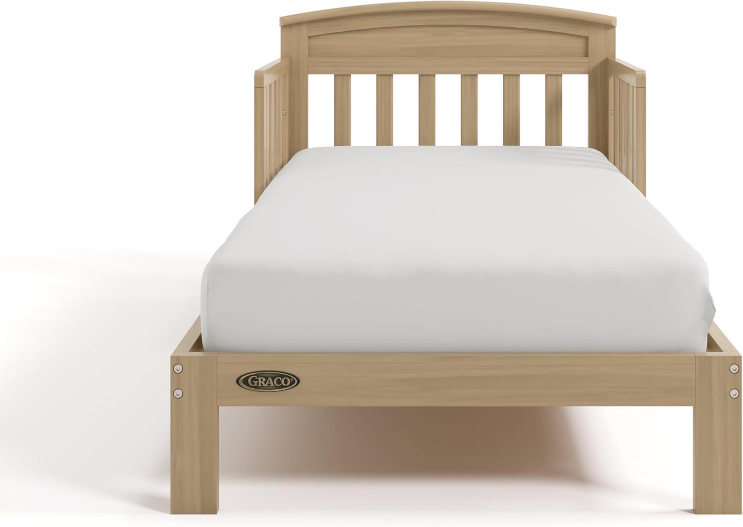 imageGraco Benton Toddler Bed White GREENGUARD Gold Certified Baby Safety Alliance Verified with Safety Toddler Guardrails Fits Standard Crib Mattress Easy Assembly Kids Transition BedDriftwood