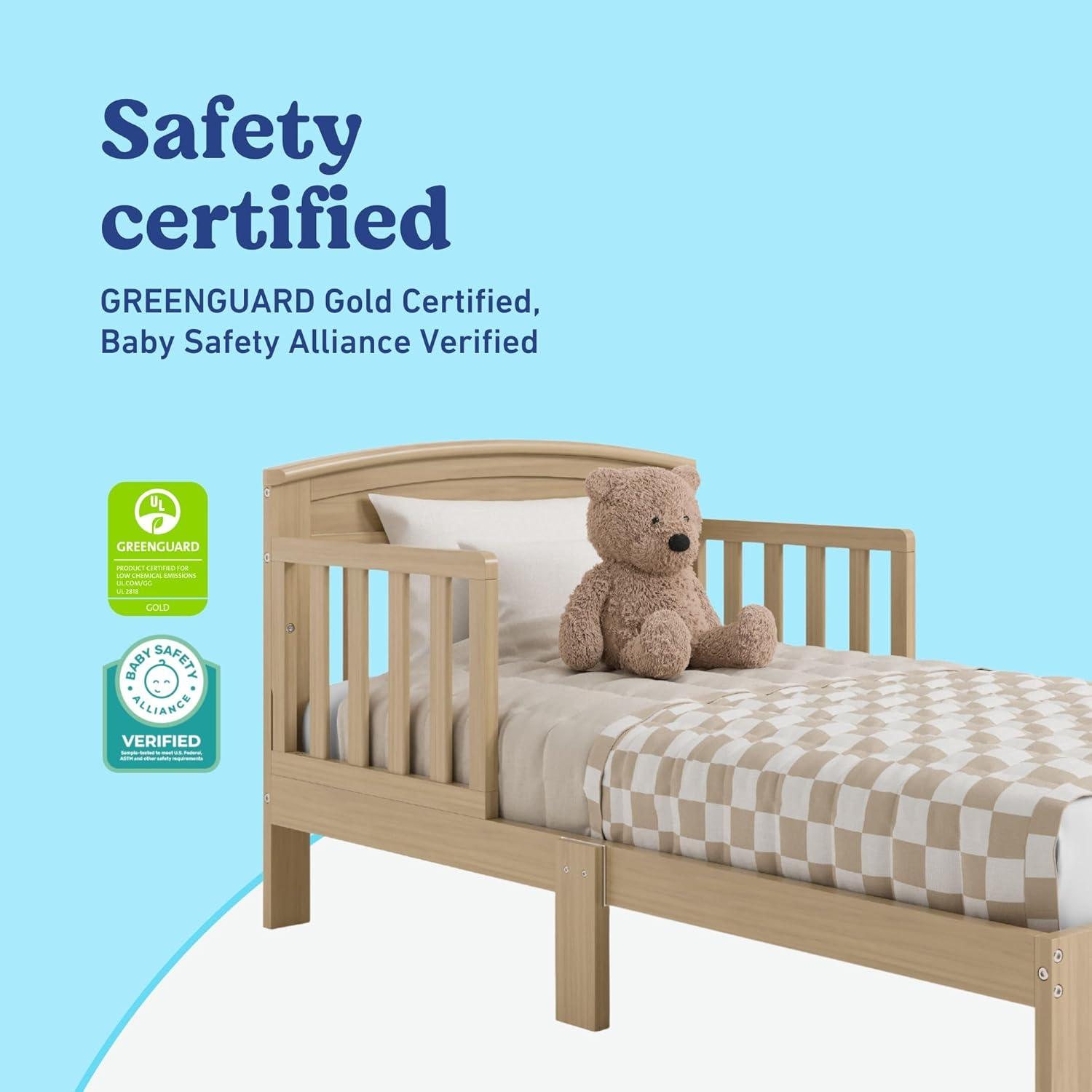 imageGraco Benton Toddler Bed White GREENGUARD Gold Certified Baby Safety Alliance Verified with Safety Toddler Guardrails Fits Standard Crib Mattress Easy Assembly Kids Transition BedDriftwood