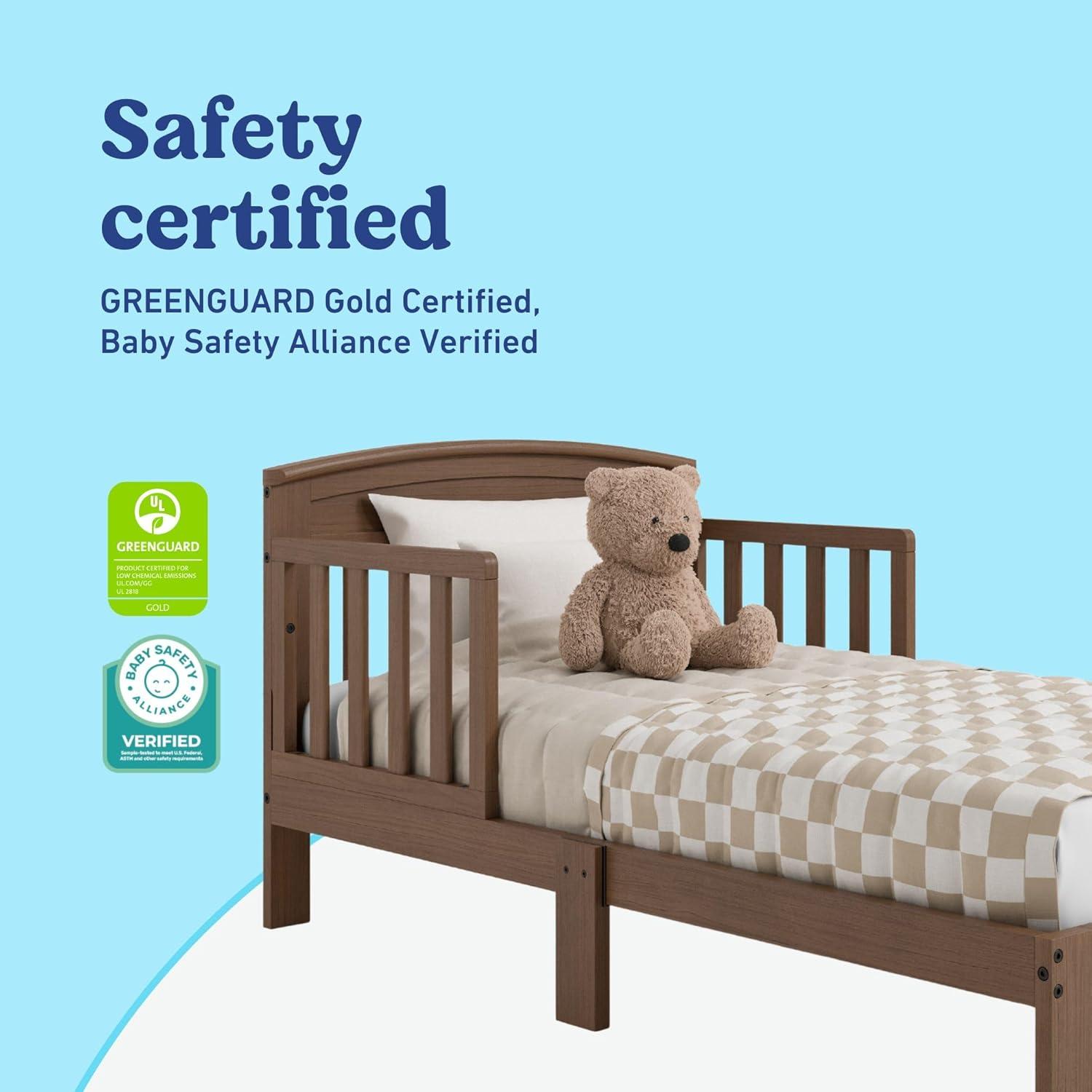 imageGraco Benton Toddler Bed White GREENGUARD Gold Certified Baby Safety Alliance Verified with Safety Toddler Guardrails Fits Standard Crib Mattress Easy Assembly Kids Transition BedHazelnut
