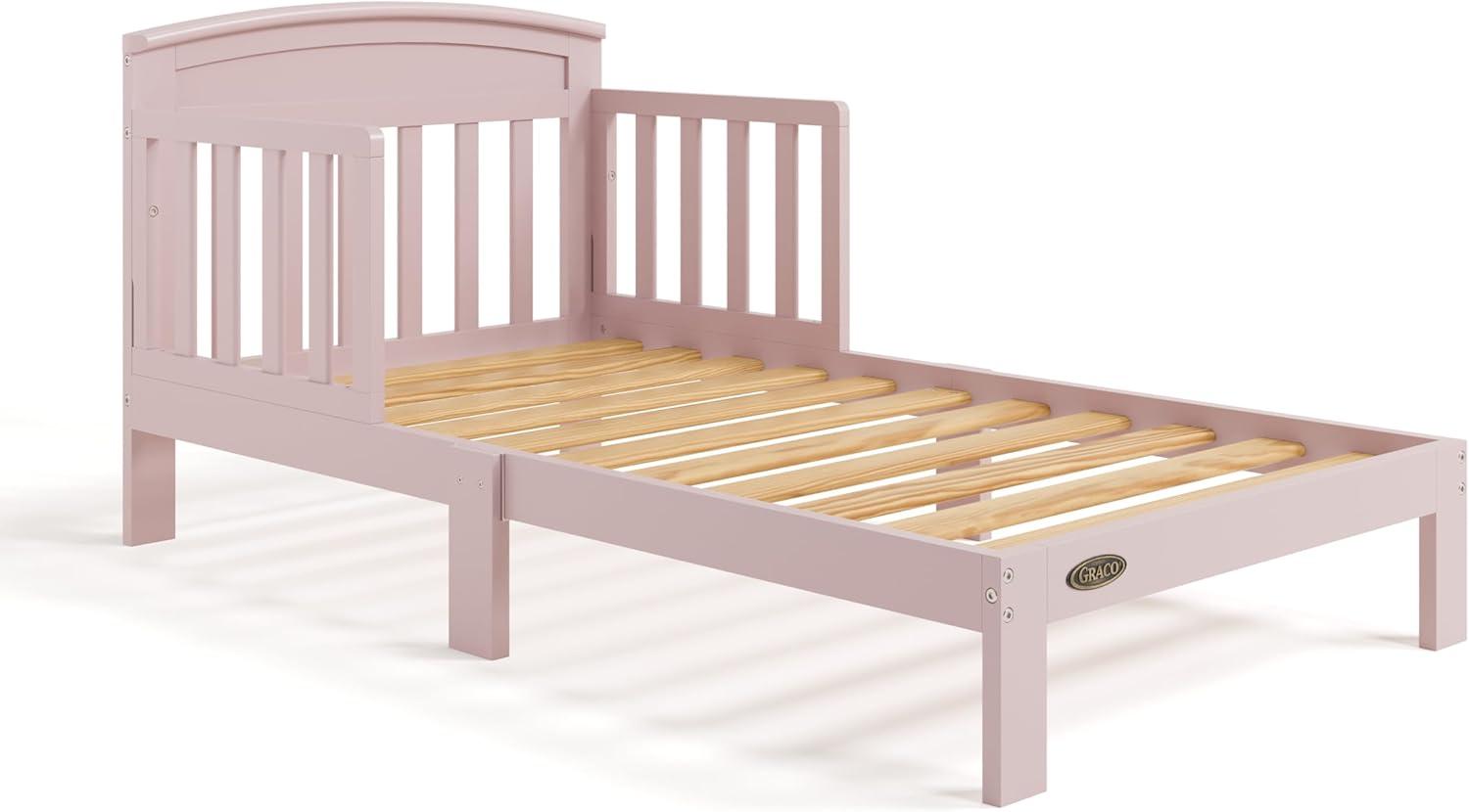 imageGraco Benton Toddler Bed White GREENGUARD Gold Certified Baby Safety Alliance Verified with Safety Toddler Guardrails Fits Standard Crib Mattress Easy Assembly Kids Transition BedBlush