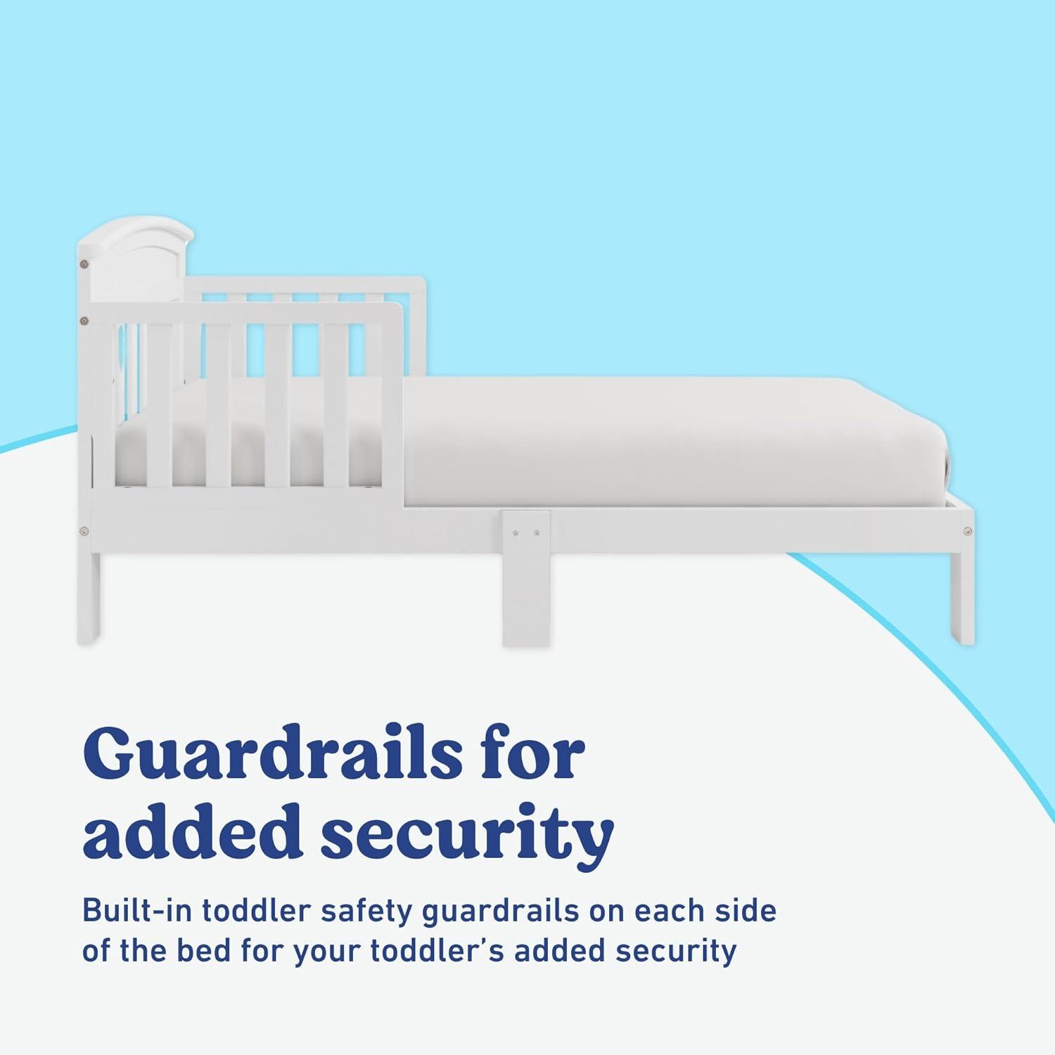 imageGraco Benton Toddler Bed White GREENGUARD Gold Certified Baby Safety Alliance Verified with Safety Toddler Guardrails Fits Standard Crib Mattress Easy Assembly Kids Transition BedWhite