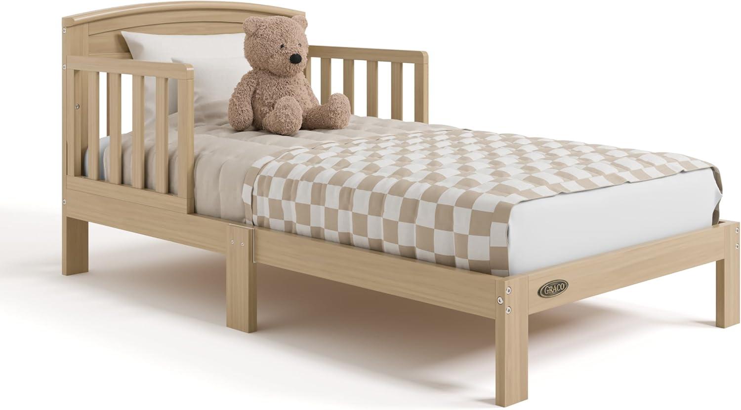 imageGraco Benton Toddler Bed White GREENGUARD Gold Certified Baby Safety Alliance Verified with Safety Toddler Guardrails Fits Standard Crib Mattress Easy Assembly Kids Transition BedDriftwood