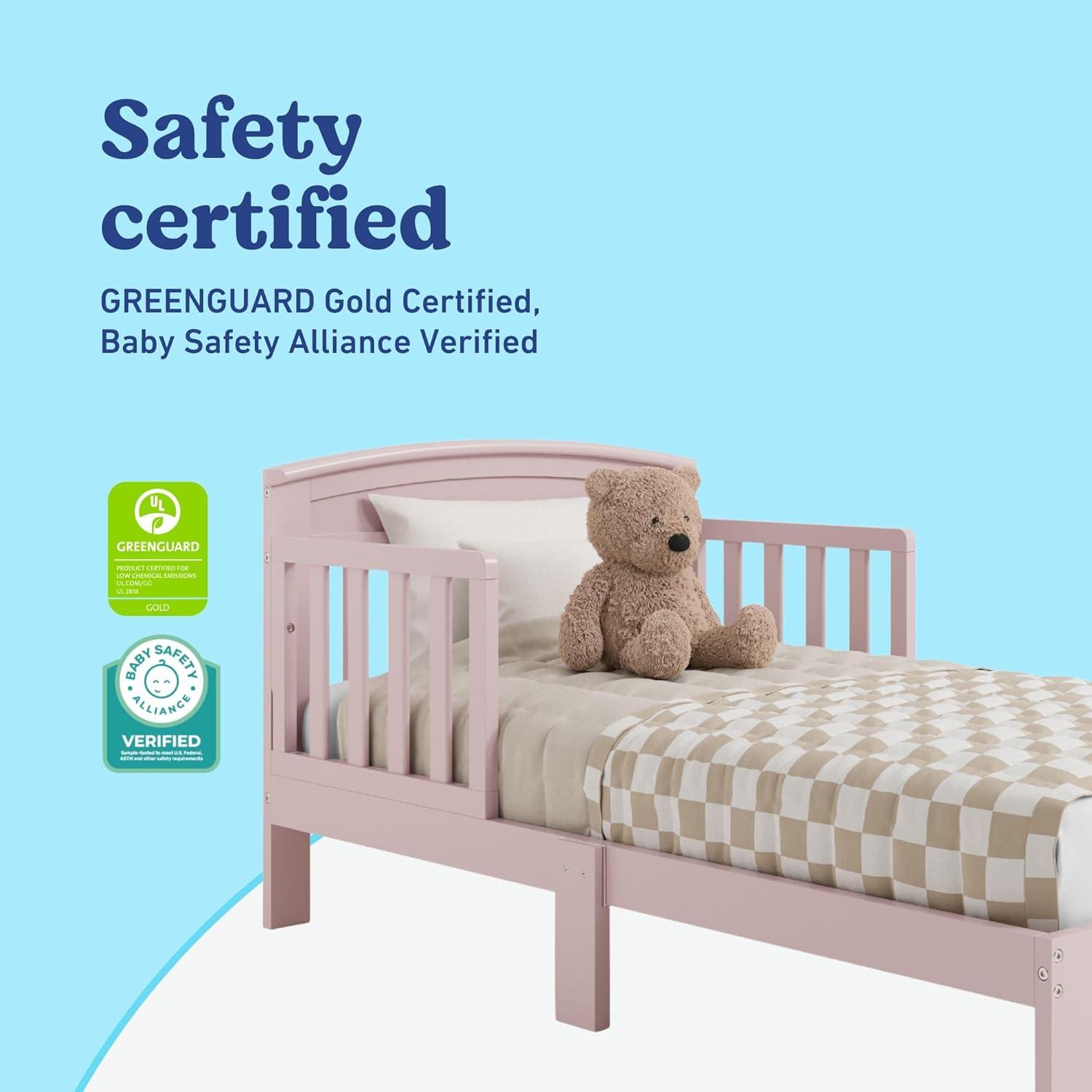 imageGraco Benton Toddler Bed White GREENGUARD Gold Certified Baby Safety Alliance Verified with Safety Toddler Guardrails Fits Standard Crib Mattress Easy Assembly Kids Transition BedBlush