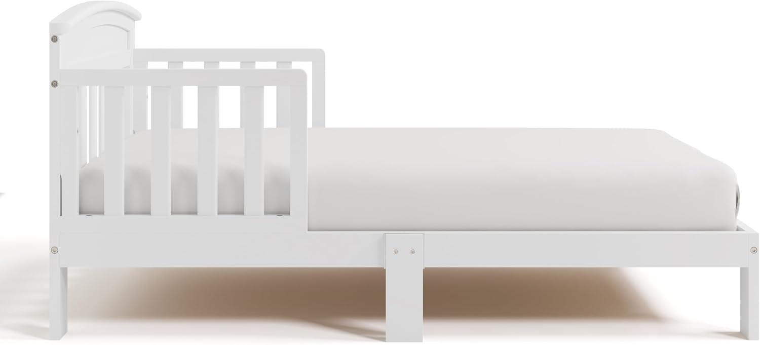 imageGraco Benton Toddler Bed White GREENGUARD Gold Certified Baby Safety Alliance Verified with Safety Toddler Guardrails Fits Standard Crib Mattress Easy Assembly Kids Transition BedWhite