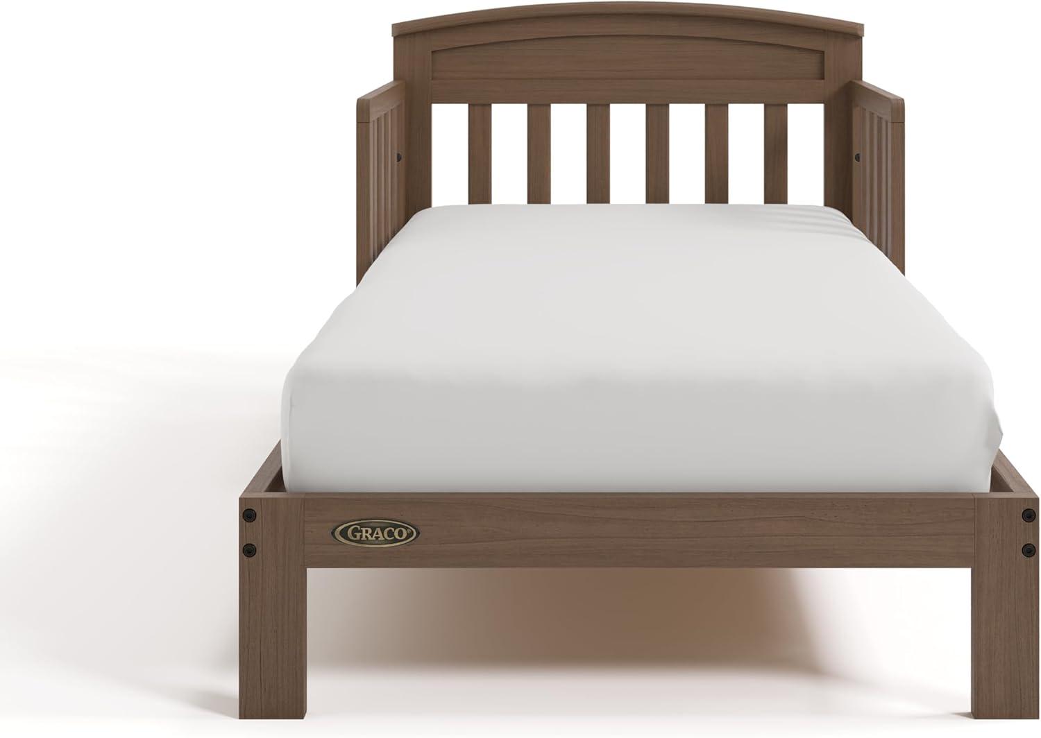 imageGraco Benton Toddler Bed White GREENGUARD Gold Certified Baby Safety Alliance Verified with Safety Toddler Guardrails Fits Standard Crib Mattress Easy Assembly Kids Transition BedHazelnut