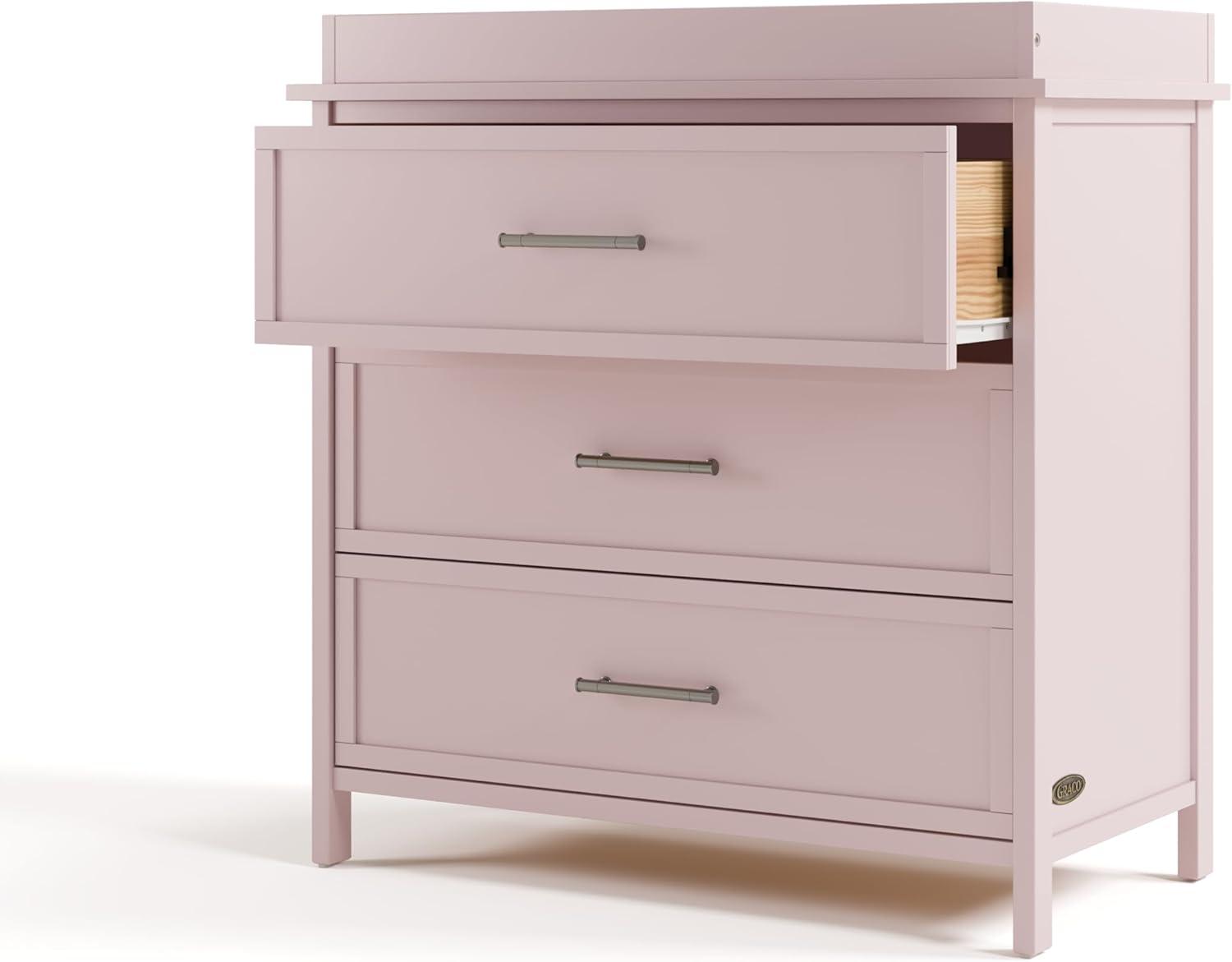 imageGraco Classic 3 Drawer Changing Table Dresser Blush GREENGUARD Gold Certified Baby Dresser with Changing Table Top Includes Interlocking Drawer SystemBlush