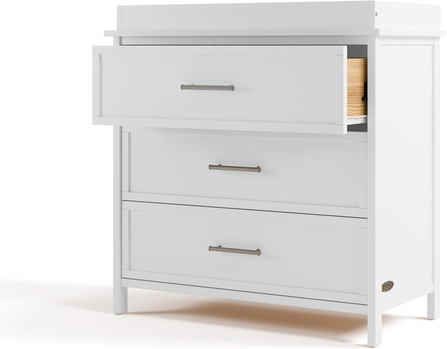 imageGraco Classic 3 Drawer Changing Table Dresser Blush GREENGUARD Gold Certified Baby Dresser with Changing Table Top Includes Interlocking Drawer SystemWhite