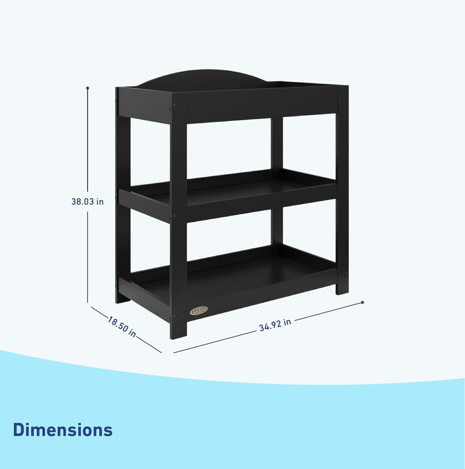 imageGraco Customizable Changing Table with WaterResistant Changing Pad White Customizable Modern Flat or Classic Arched Headboard Baby Diaper Changing Pad IncludedBlack