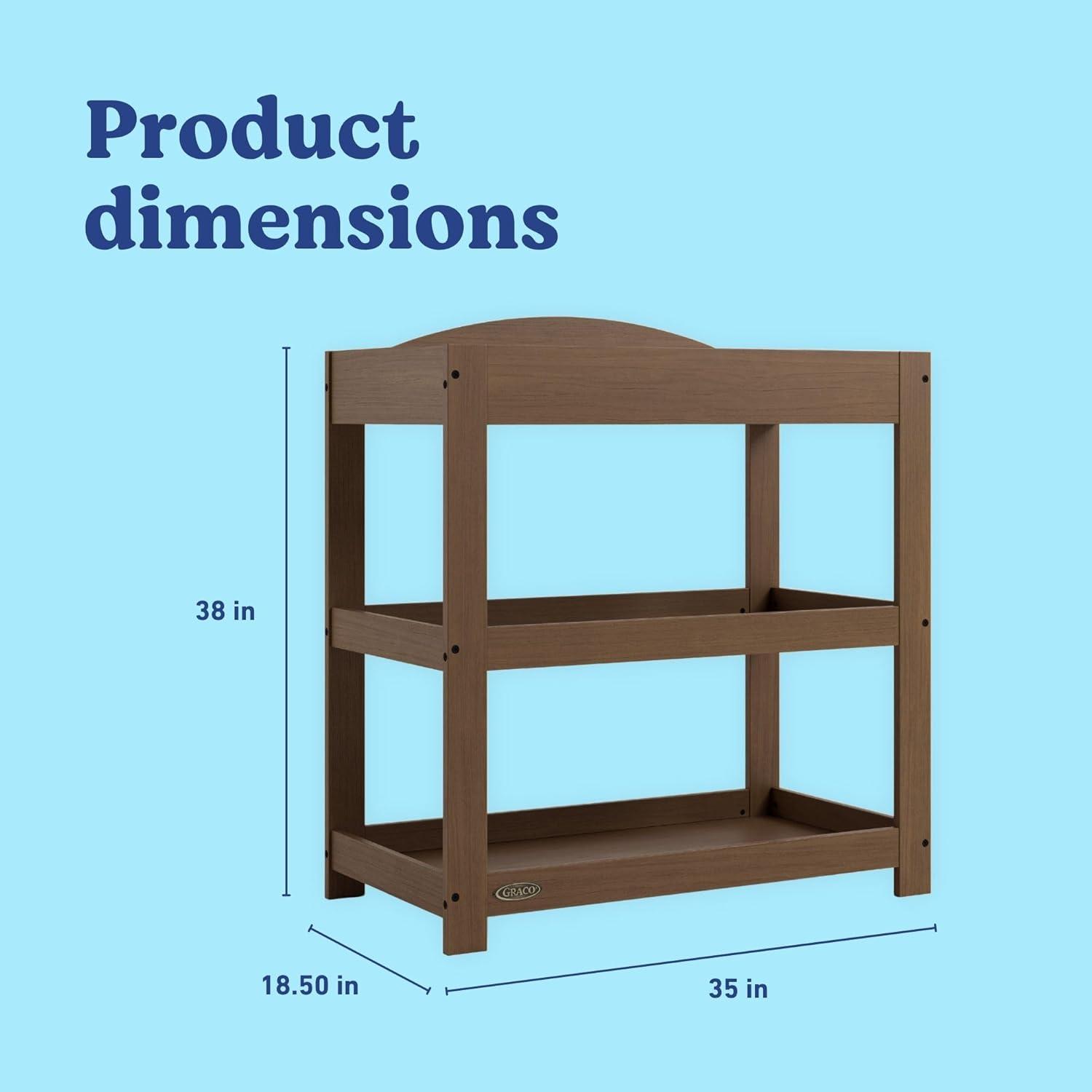 imageGraco Customizable Changing Table with WaterResistant Changing Pad White Customizable Modern Flat or Classic Arched Headboard Baby Diaper Changing Pad IncludedHazelnut