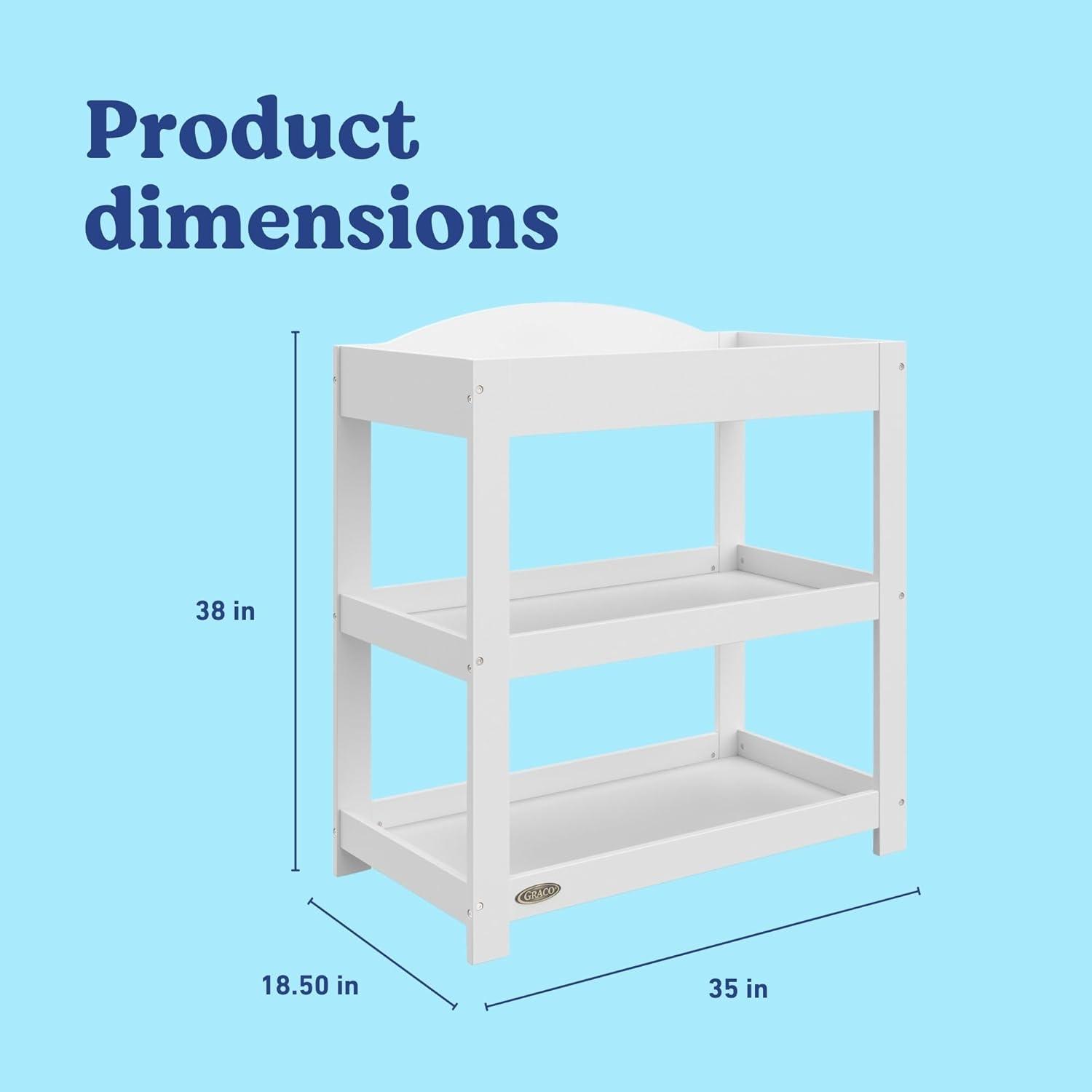 imageGraco Customizable Changing Table with WaterResistant Changing Pad White Customizable Modern Flat or Classic Arched Headboard Baby Diaper Changing Pad IncludedWhite