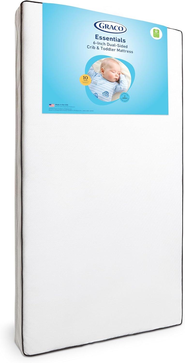imageGraco Essentials 6Inch Mesh Crib ampamp Toddler Mattress GREENGUARD Gold Certified Mattress for Baby Cribs ampamp Toddler Beds with Soft Mesh MachineWashable WaterResistant Cover Made in The USA6Inch