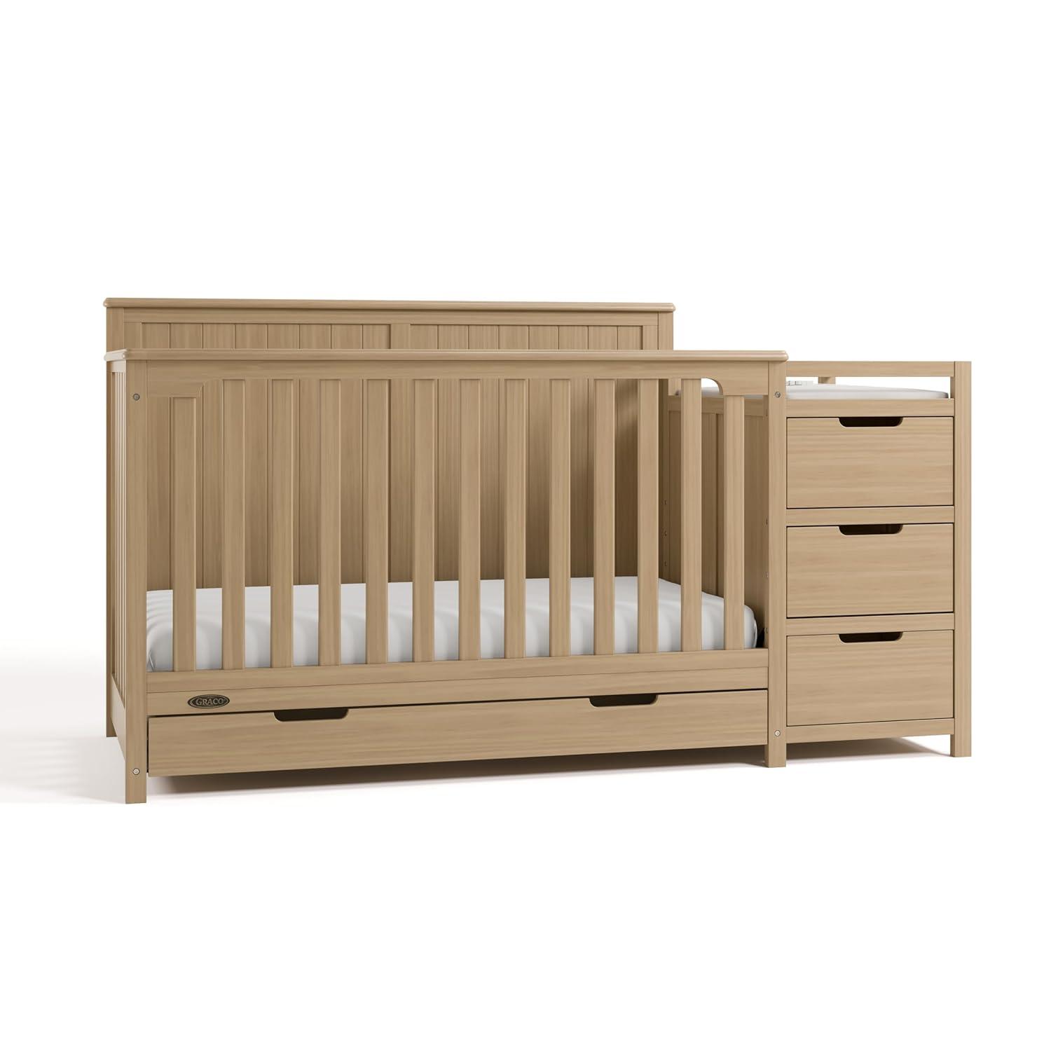 imageGraco Hadley 5in1 Convertible Crib with Drawer White GREENGUARD Gold Certified Crib with Drawer Combo FullSize Nursery Storage Drawer Converts to Toddler Bed DaybedDriftwood