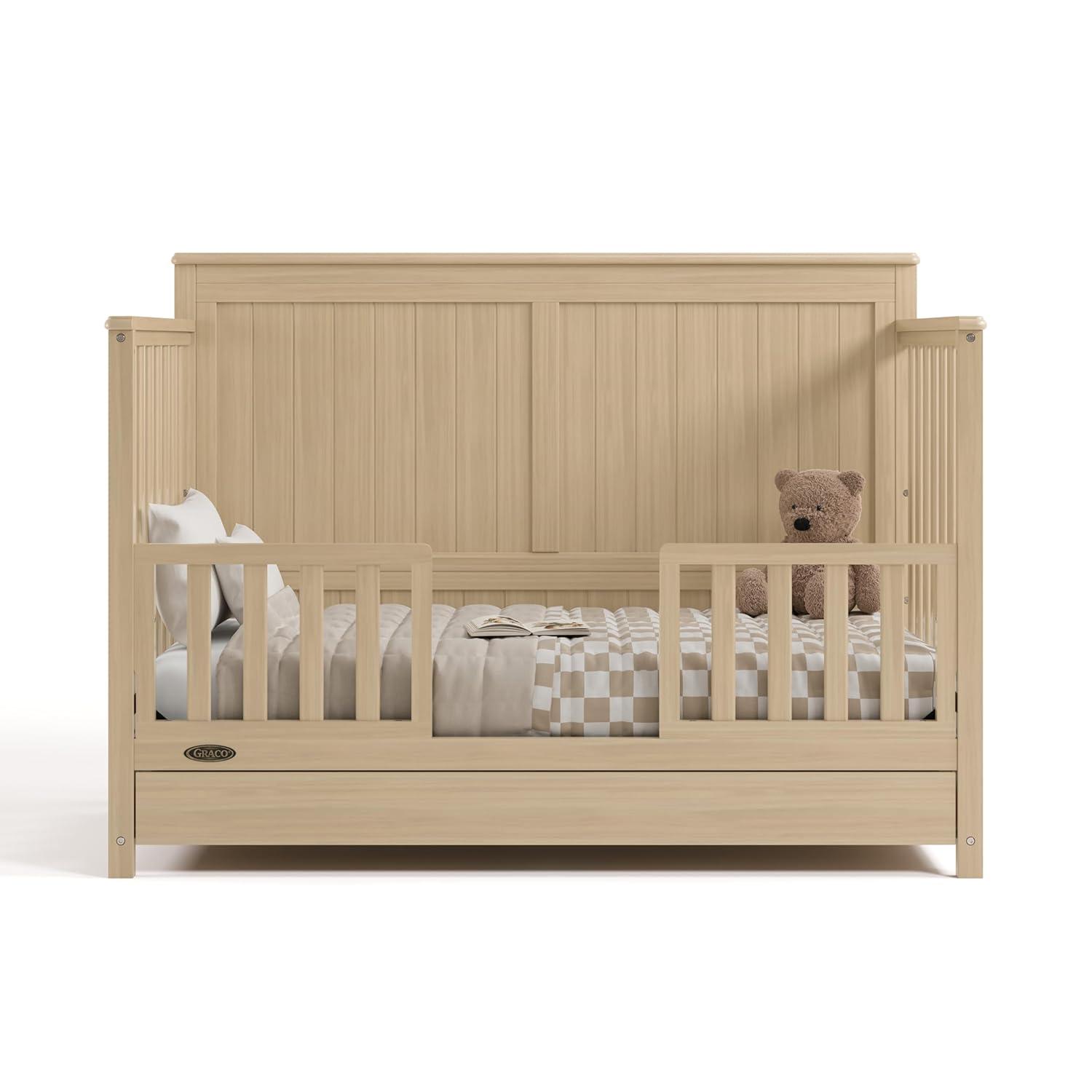 imageGraco Hadley 5in1 Convertible Crib with Drawer White GREENGUARD Gold Certified Crib with Drawer Combo FullSize Nursery Storage Drawer Converts to Toddler Bed DaybedDriftwood