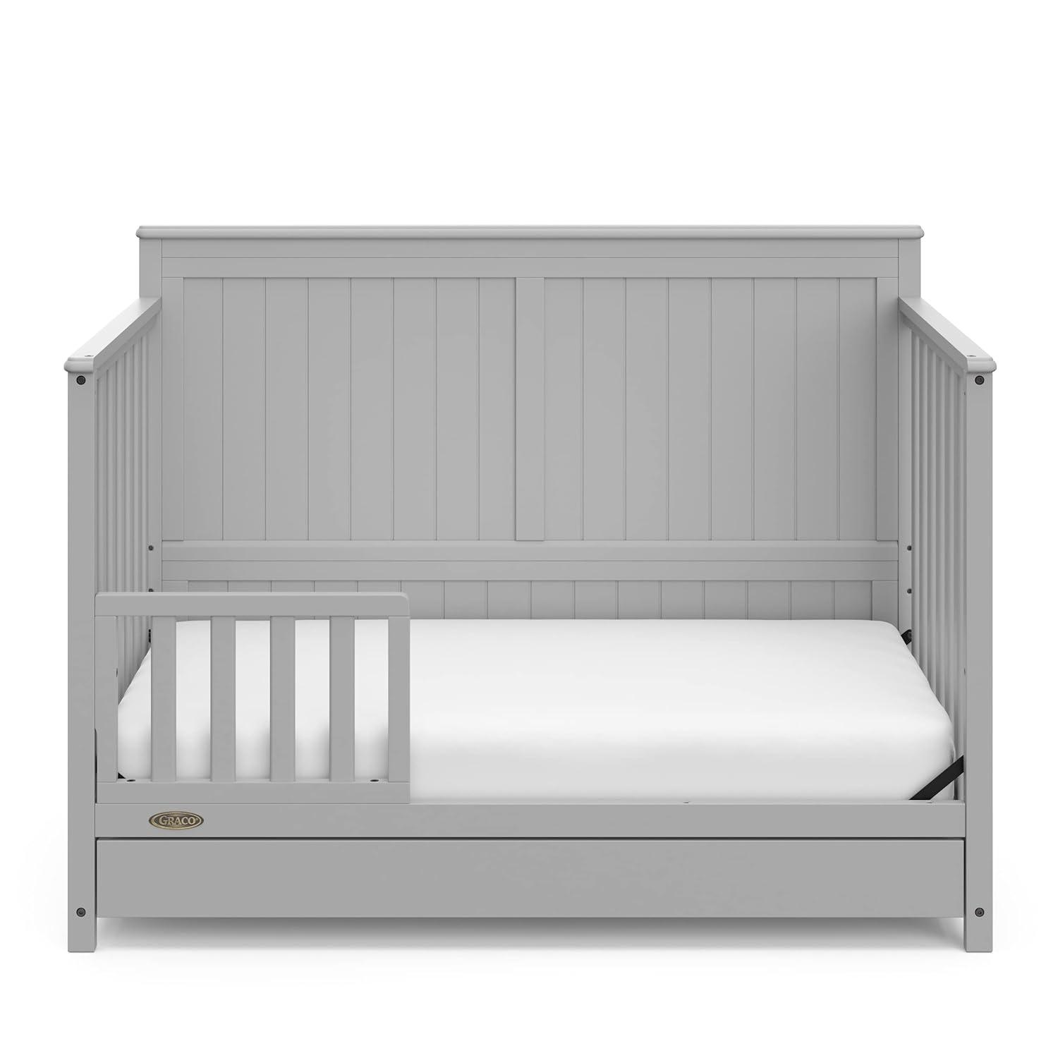imageGraco Hadley 5in1 Convertible Crib with Drawer White GREENGUARD Gold Certified Crib with Drawer Combo FullSize Nursery Storage Drawer Converts to Toddler Bed DaybedPebble Gray
