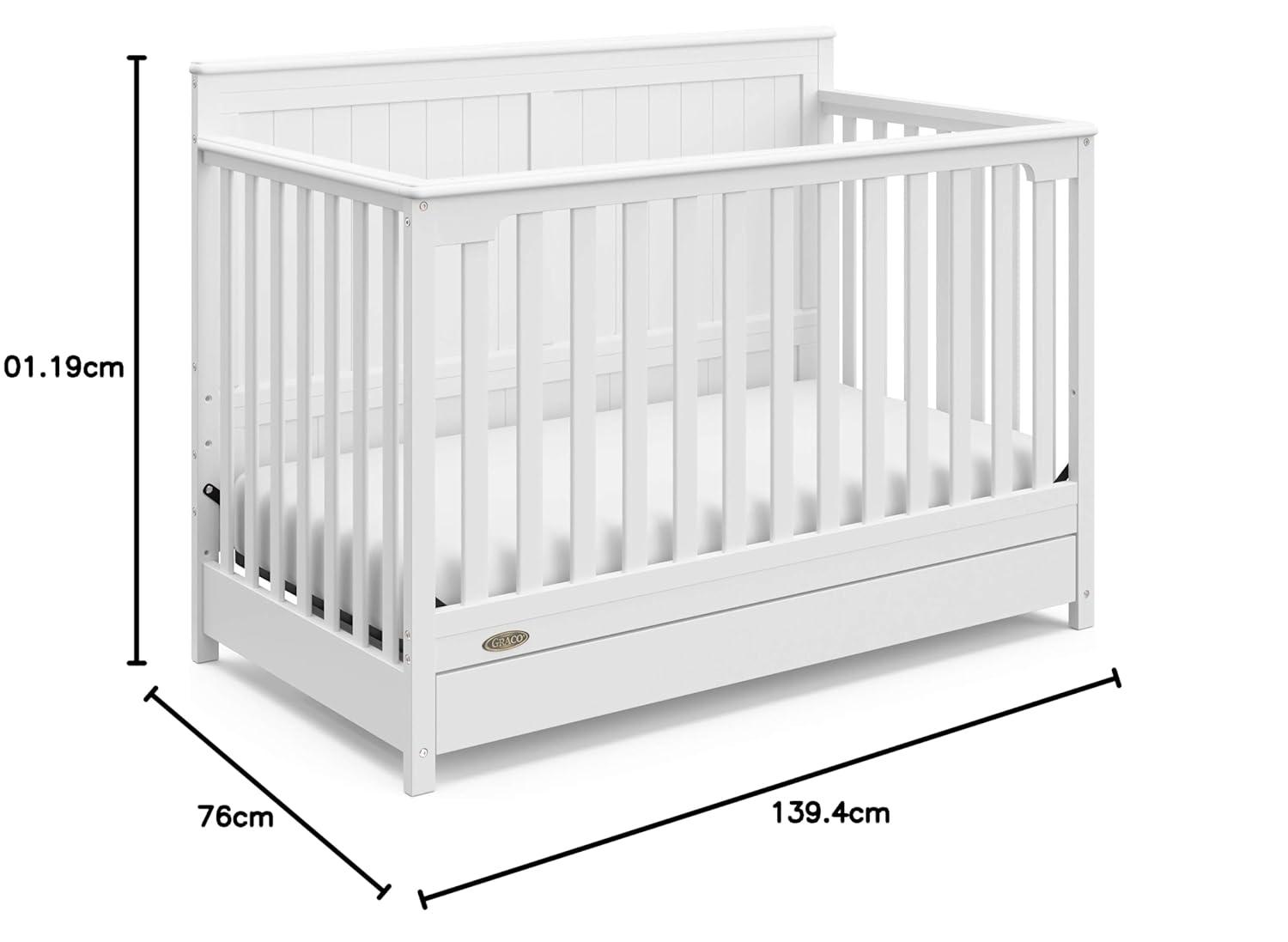 imageGraco Hadley 5in1 Convertible Crib with Drawer White GREENGUARD Gold Certified Crib with Drawer Combo FullSize Nursery Storage Drawer Converts to Toddler Bed DaybedWhite