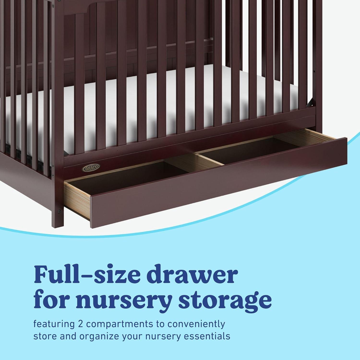 imageGraco Hadley 5in1 Convertible Crib with Drawer White GREENGUARD Gold Certified Crib with Drawer Combo FullSize Nursery Storage Drawer Converts to Toddler Bed DaybedEspresso