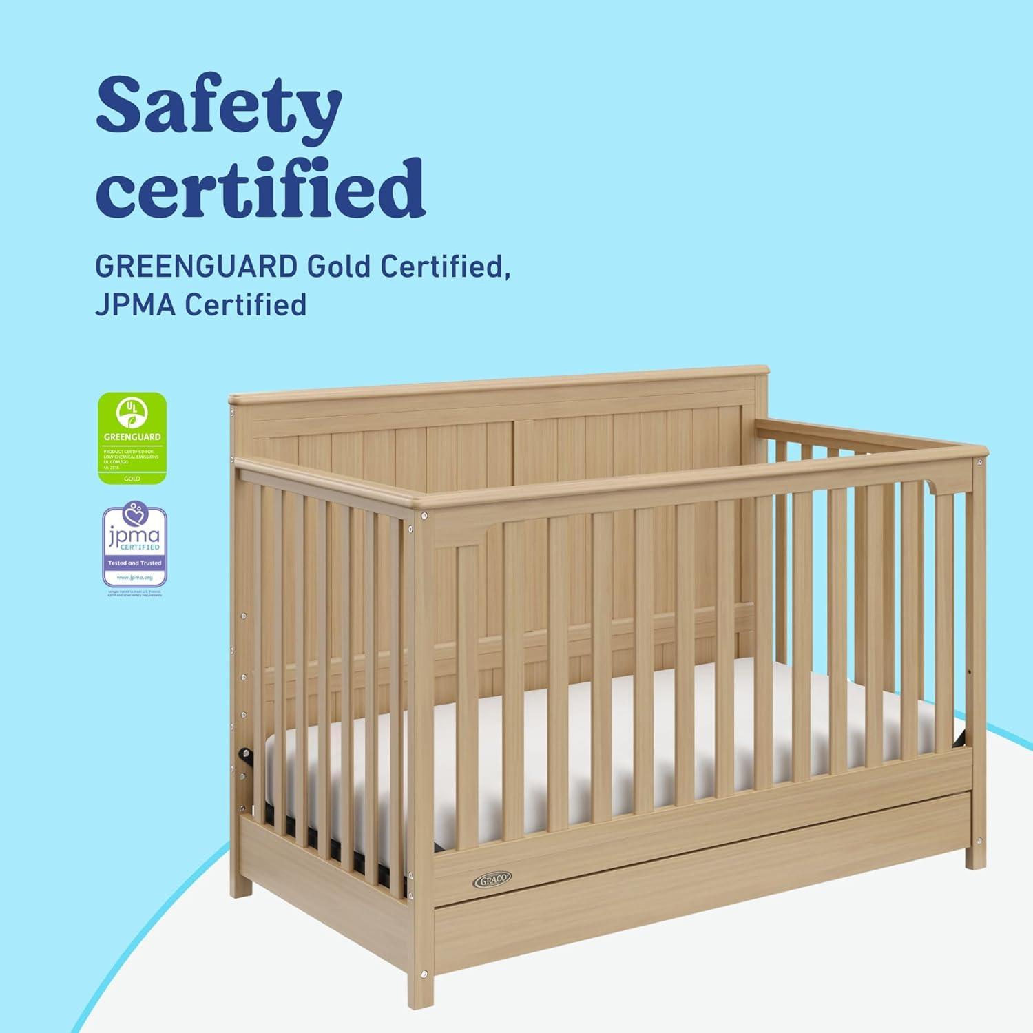 imageGraco Hadley 5in1 Convertible Crib with Drawer White GREENGUARD Gold Certified Crib with Drawer Combo FullSize Nursery Storage Drawer Converts to Toddler Bed DaybedDriftwood