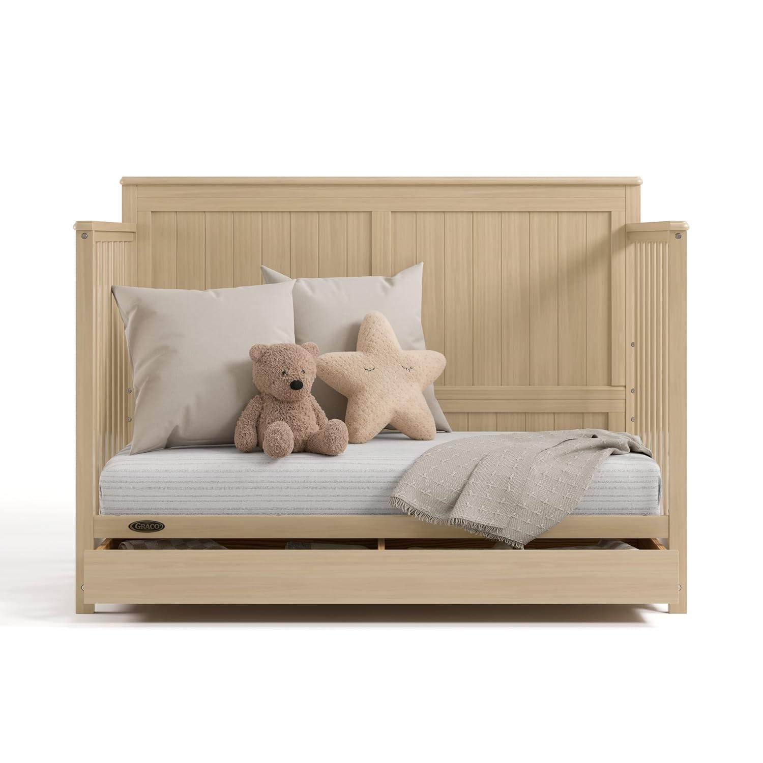 imageGraco Hadley 5in1 Convertible Crib with Drawer White GREENGUARD Gold Certified Crib with Drawer Combo FullSize Nursery Storage Drawer Converts to Toddler Bed DaybedDriftwood