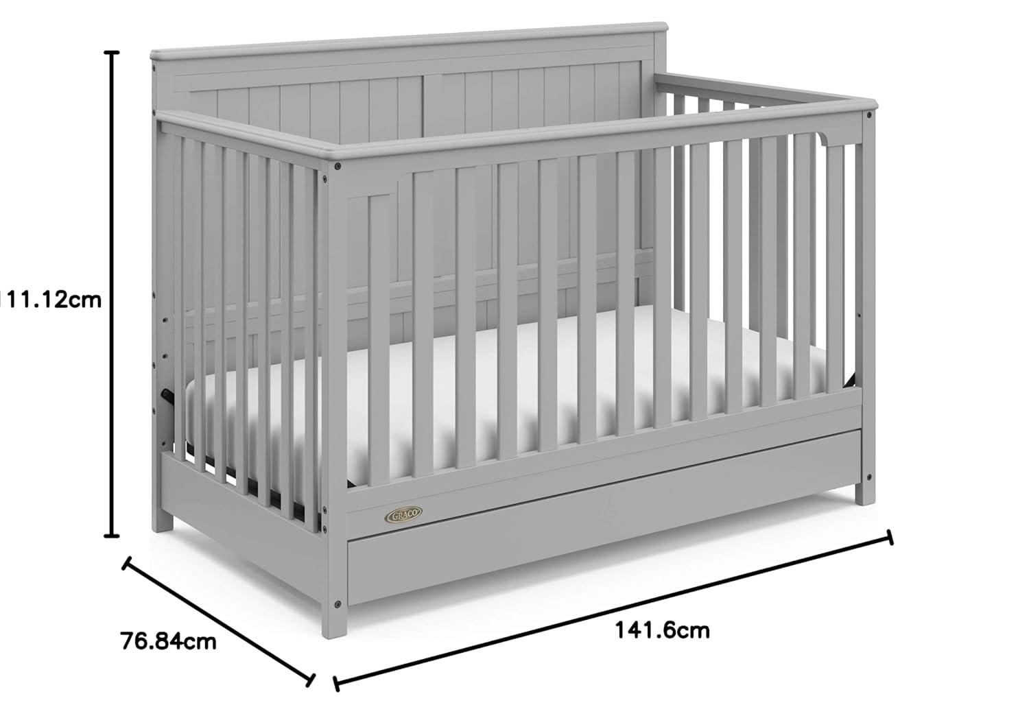 imageGraco Hadley 5in1 Convertible Crib with Drawer White GREENGUARD Gold Certified Crib with Drawer Combo FullSize Nursery Storage Drawer Converts to Toddler Bed DaybedPebble Gray