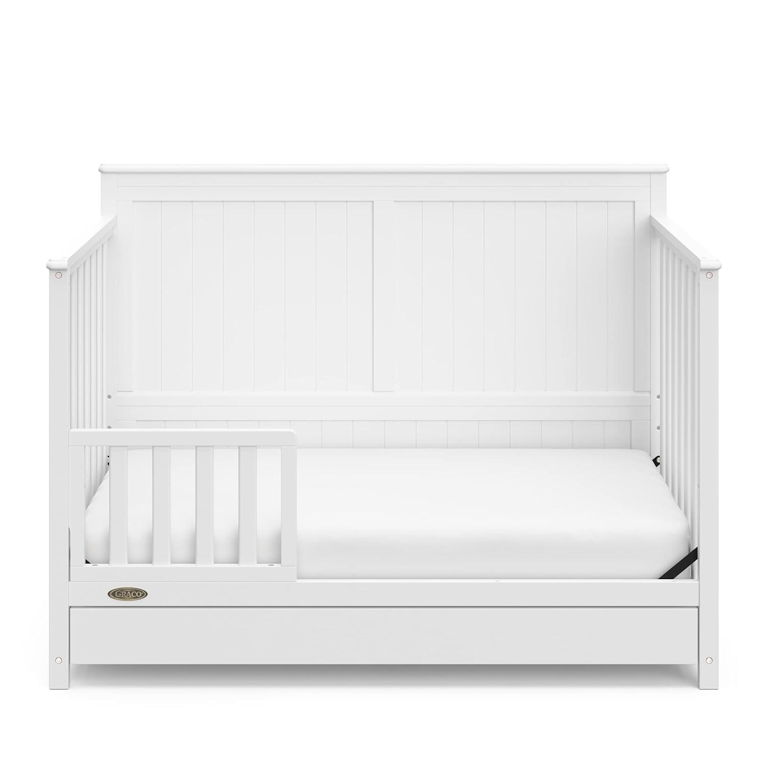 imageGraco Hadley 5in1 Convertible Crib with Drawer White GREENGUARD Gold Certified Crib with Drawer Combo FullSize Nursery Storage Drawer Converts to Toddler Bed DaybedWhite