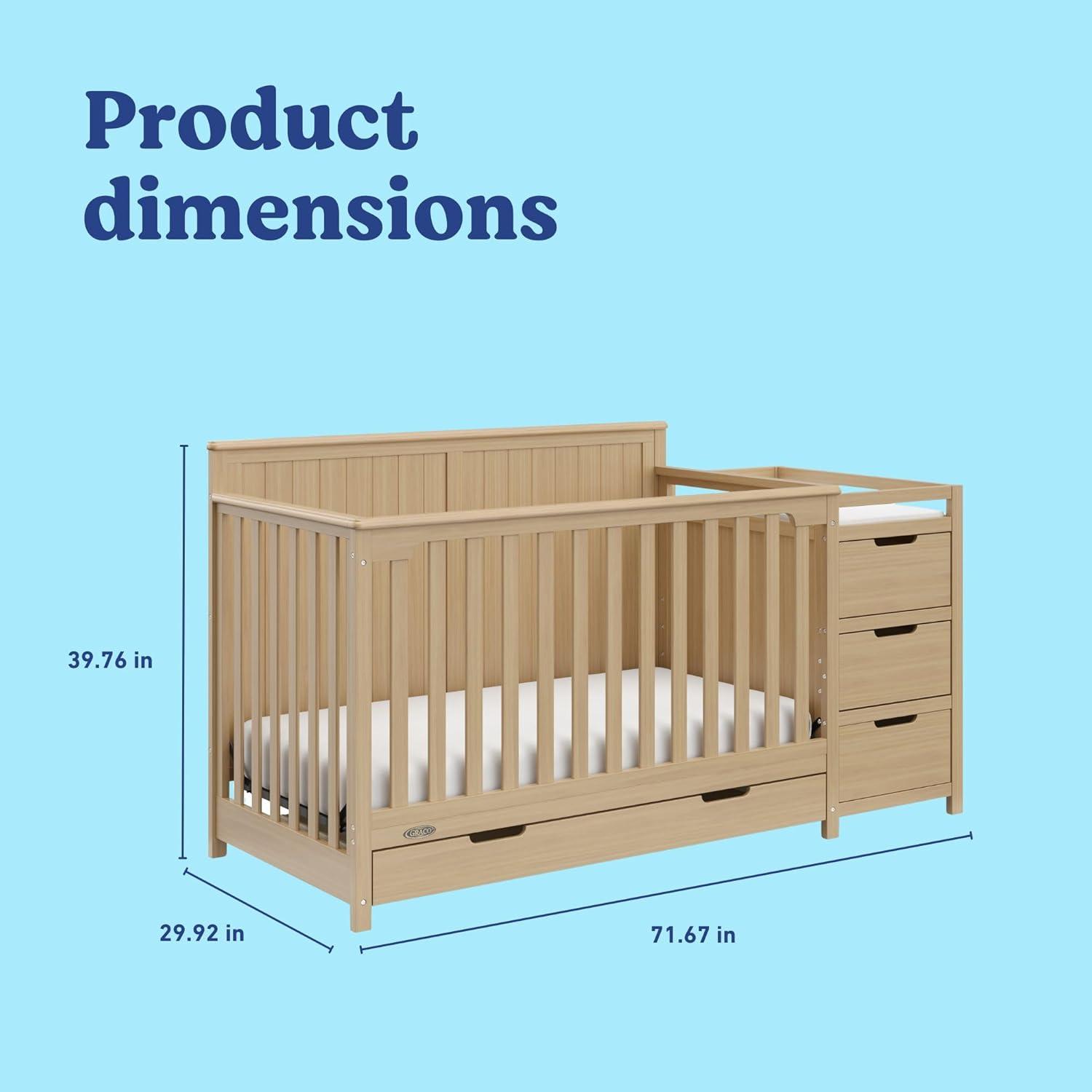 imageGraco Hadley 5in1 Convertible Crib with Drawer White GREENGUARD Gold Certified Crib with Drawer Combo FullSize Nursery Storage Drawer Converts to Toddler Bed DaybedDriftwood