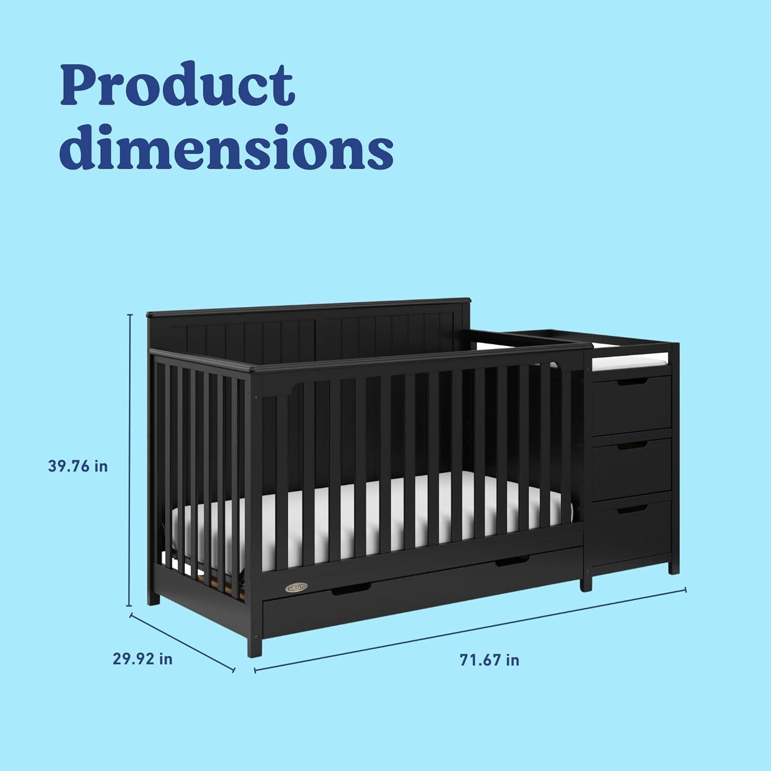 imageGraco Hadley 5in1 Convertible Crib with Drawer White GREENGUARD Gold Certified Crib with Drawer Combo FullSize Nursery Storage Drawer Converts to Toddler Bed DaybedBlack