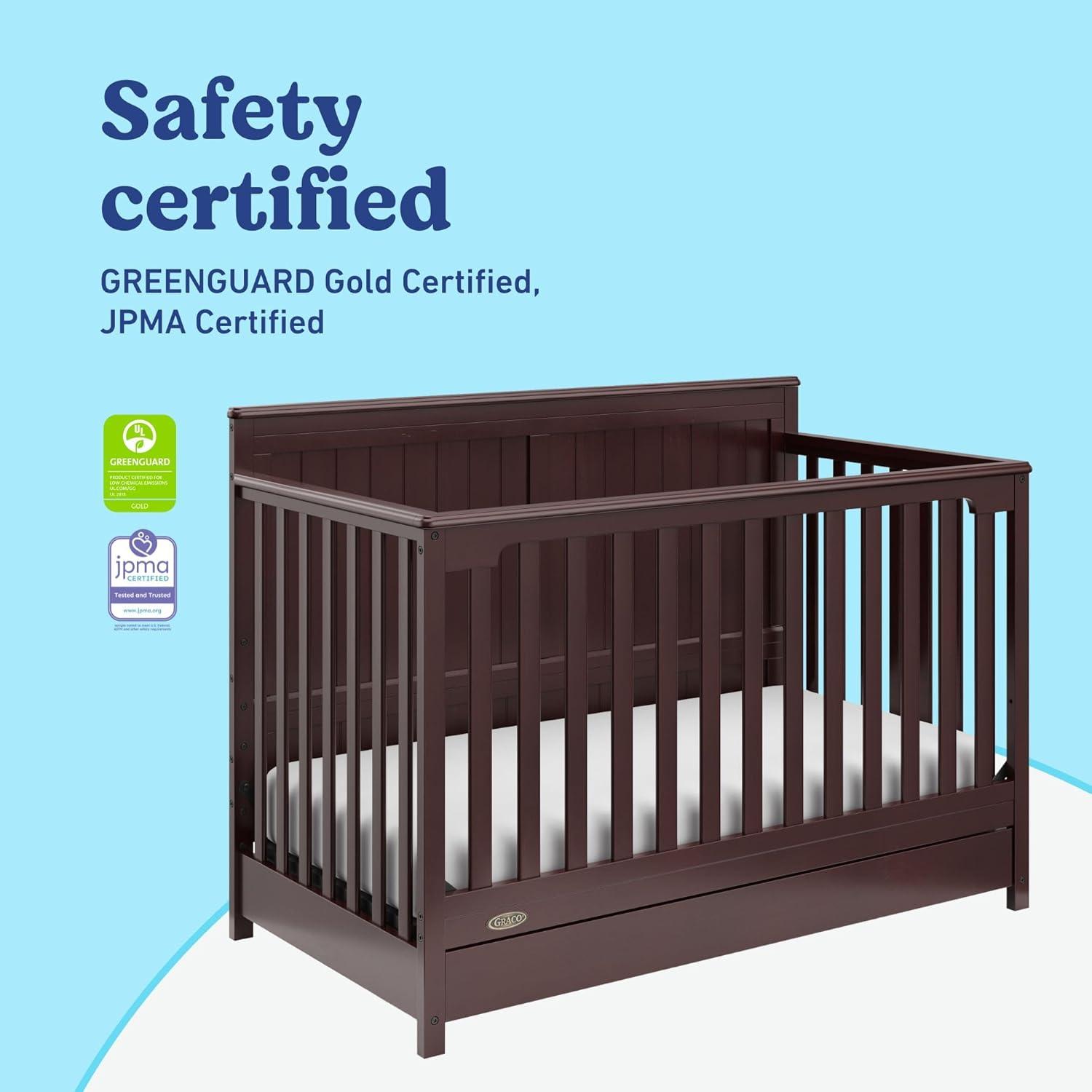 imageGraco Hadley 5in1 Convertible Crib with Drawer White GREENGUARD Gold Certified Crib with Drawer Combo FullSize Nursery Storage Drawer Converts to Toddler Bed DaybedEspresso