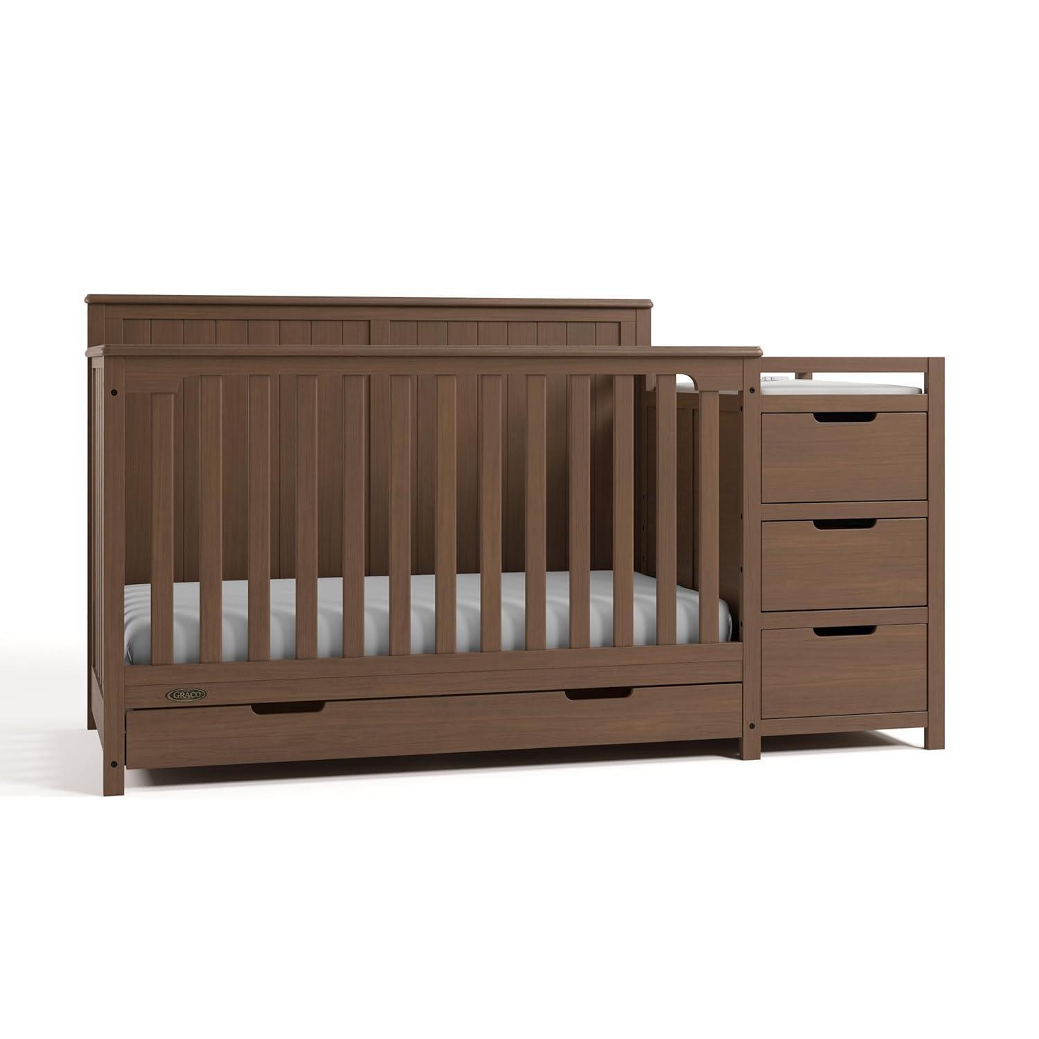 imageGraco Hadley 5in1 Convertible Crib with Drawer White GREENGUARD Gold Certified Crib with Drawer Combo FullSize Nursery Storage Drawer Converts to Toddler Bed DaybedHazelnut