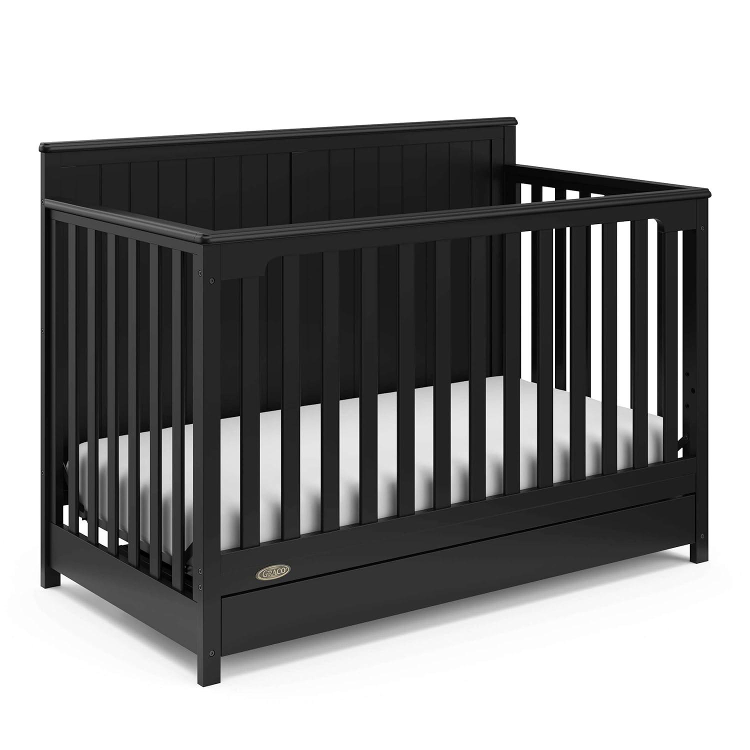 imageGraco Hadley 5in1 Convertible Crib with Drawer White GREENGUARD Gold Certified Crib with Drawer Combo FullSize Nursery Storage Drawer Converts to Toddler Bed DaybedBlack