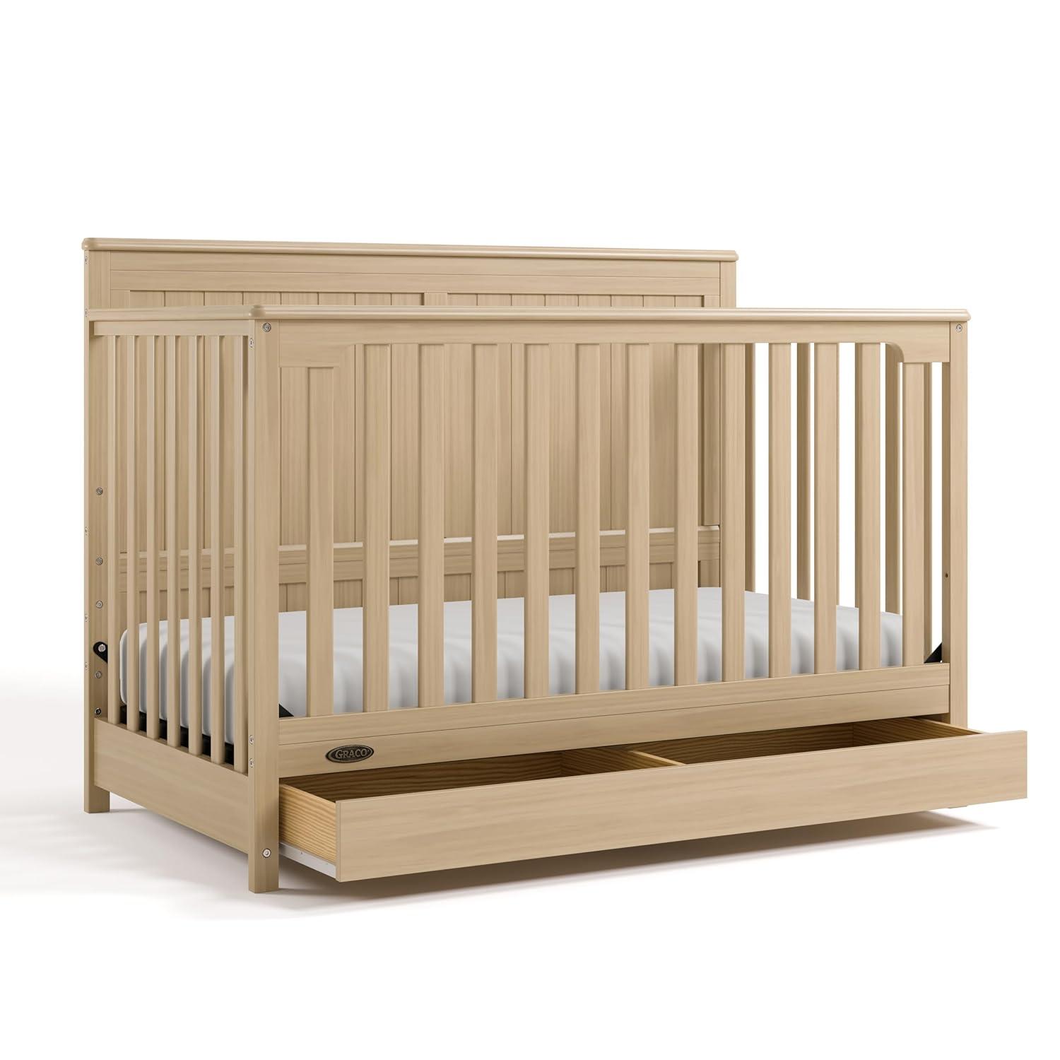 imageGraco Hadley 5in1 Convertible Crib with Drawer White GREENGUARD Gold Certified Crib with Drawer Combo FullSize Nursery Storage Drawer Converts to Toddler Bed DaybedDriftwood