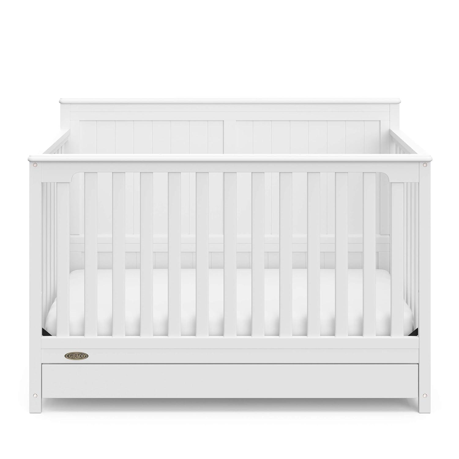imageGraco Hadley 5in1 Convertible Crib with Drawer White GREENGUARD Gold Certified Crib with Drawer Combo FullSize Nursery Storage Drawer Converts to Toddler Bed DaybedWhite