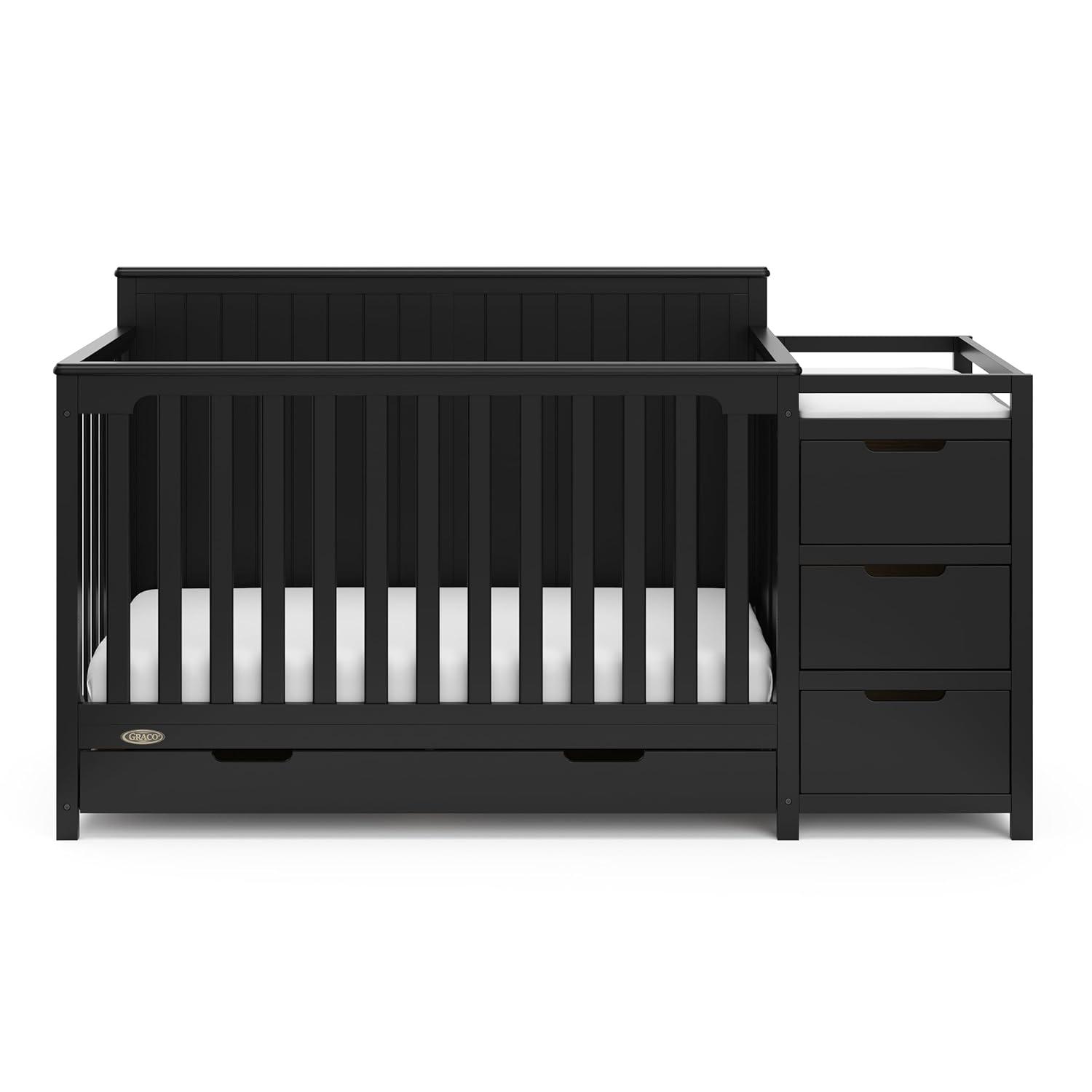 imageGraco Hadley 5in1 Convertible Crib with Drawer White GREENGUARD Gold Certified Crib with Drawer Combo FullSize Nursery Storage Drawer Converts to Toddler Bed DaybedBlack