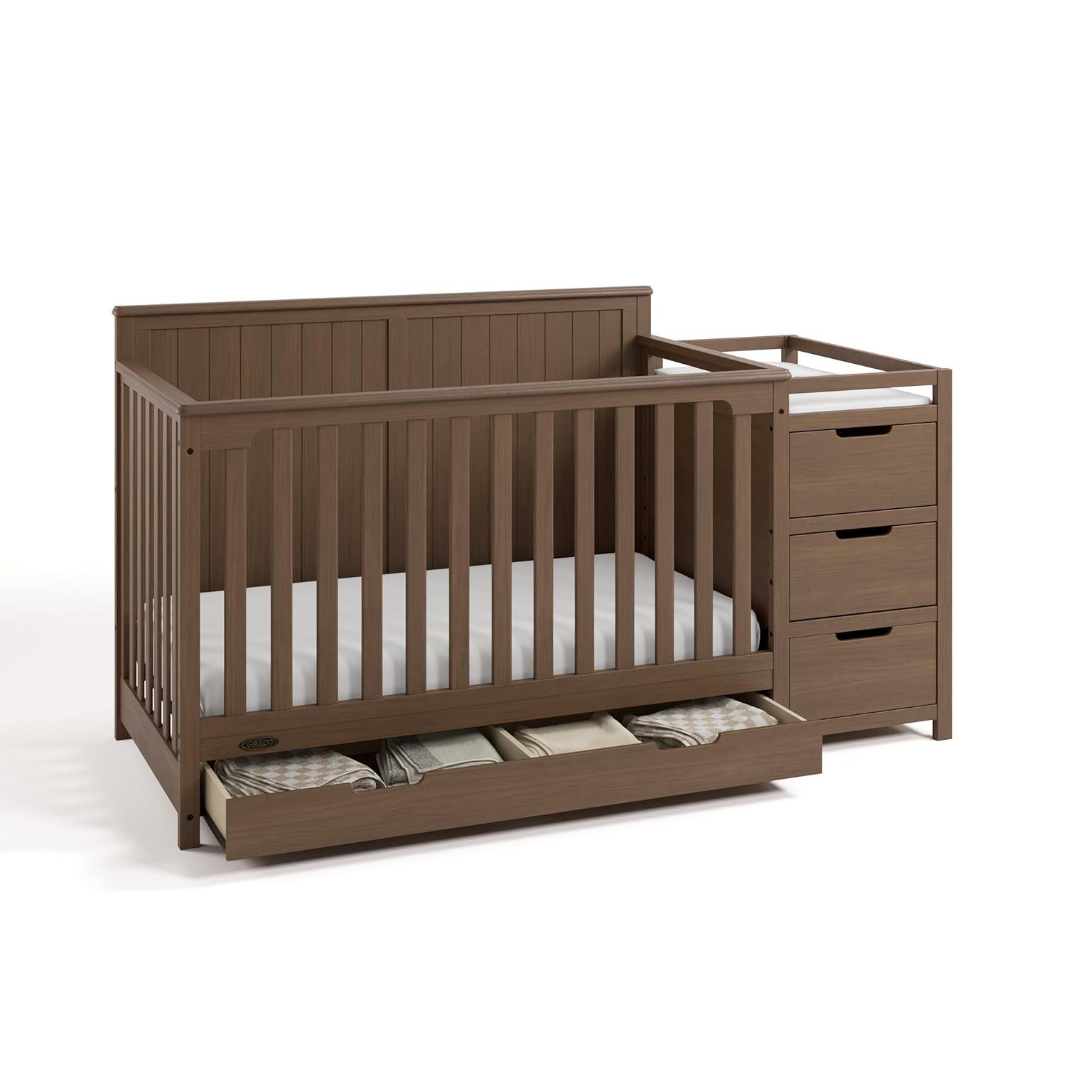 imageGraco Hadley 5in1 Convertible Crib with Drawer White GREENGUARD Gold Certified Crib with Drawer Combo FullSize Nursery Storage Drawer Converts to Toddler Bed DaybedHazelnut