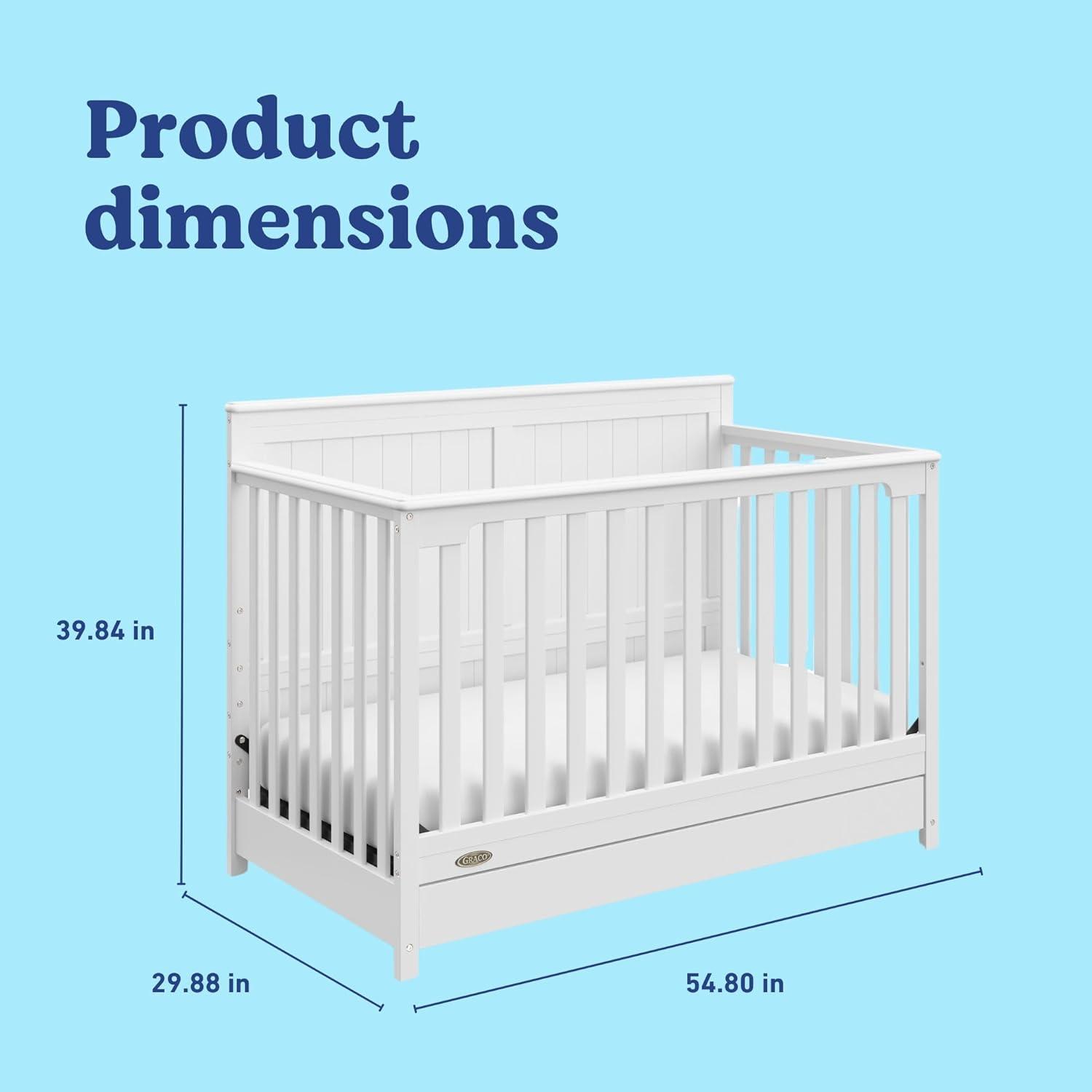 imageGraco Hadley 5in1 Convertible Crib with Drawer White GREENGUARD Gold Certified Crib with Drawer Combo FullSize Nursery Storage Drawer Converts to Toddler Bed DaybedWhite