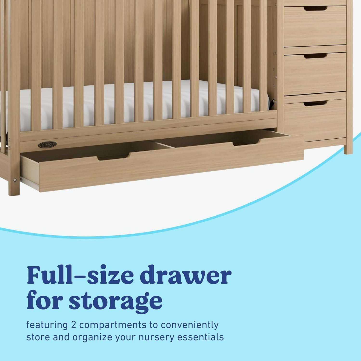 imageGraco Hadley 5in1 Convertible Crib with Drawer White GREENGUARD Gold Certified Crib with Drawer Combo FullSize Nursery Storage Drawer Converts to Toddler Bed DaybedDriftwood