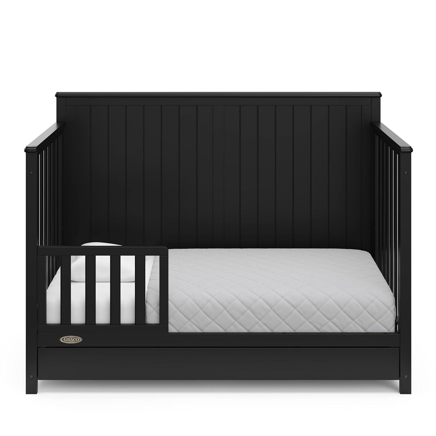 imageGraco Hadley 5in1 Convertible Crib with Drawer White GREENGUARD Gold Certified Crib with Drawer Combo FullSize Nursery Storage Drawer Converts to Toddler Bed DaybedBlack