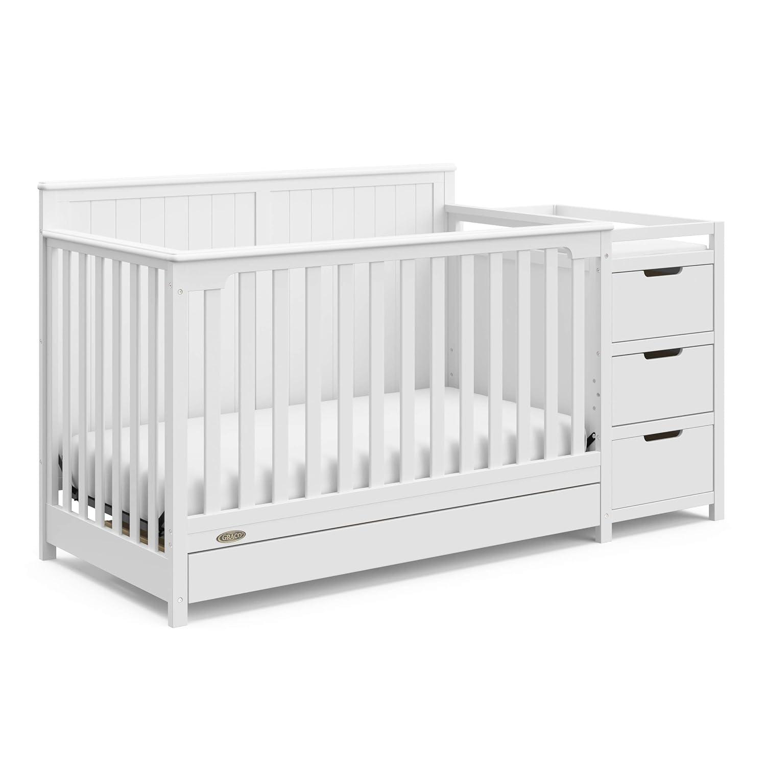 imageGraco Hadley 5in1 Convertible Crib with Drawer White GREENGUARD Gold Certified Crib with Drawer Combo FullSize Nursery Storage Drawer Converts to Toddler Bed DaybedWhite