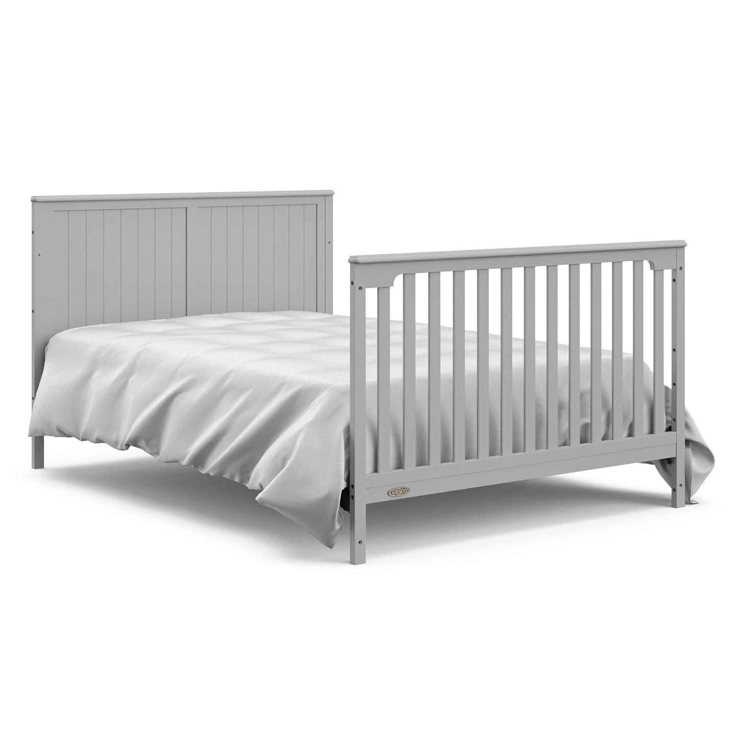 imageGraco Hadley 5in1 Convertible Crib with Drawer White GREENGUARD Gold Certified Crib with Drawer Combo FullSize Nursery Storage Drawer Converts to Toddler Bed DaybedPebble Gray