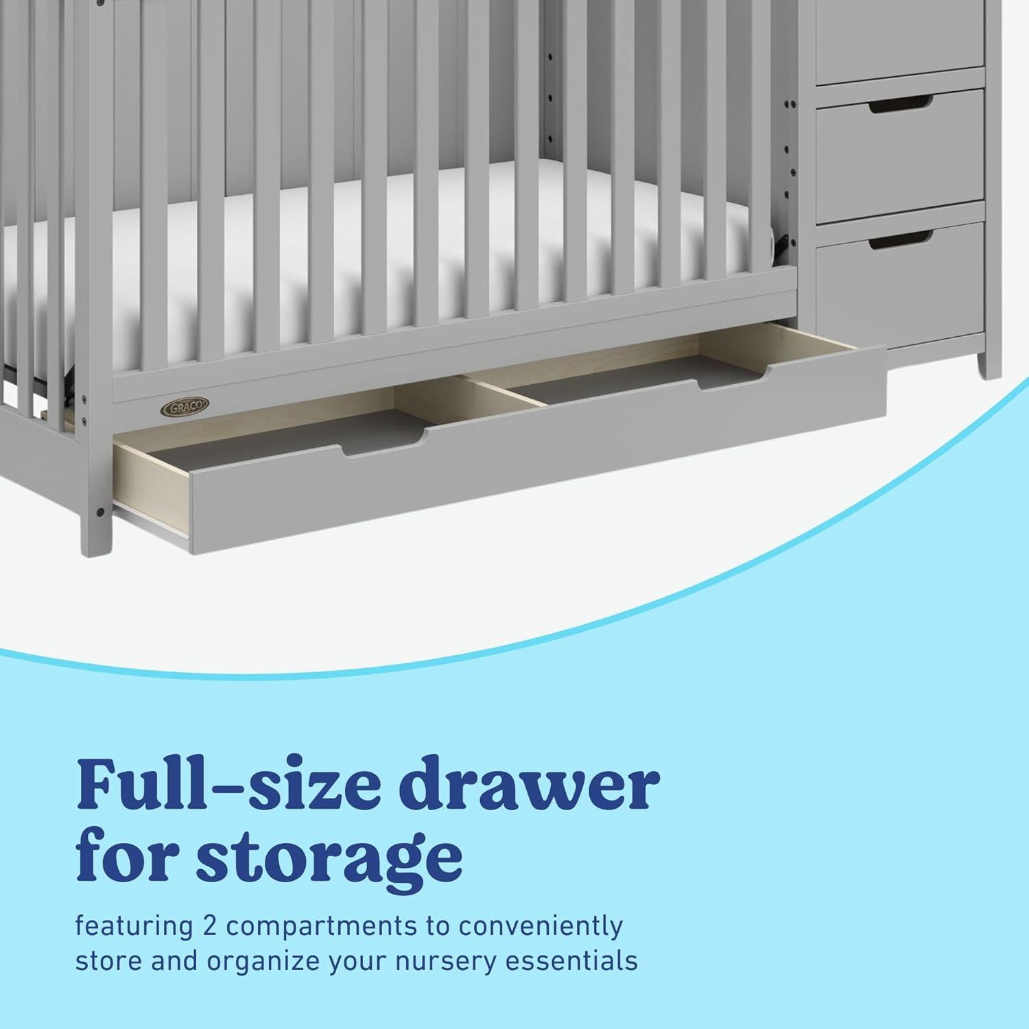 imageGraco Hadley 5in1 Convertible Crib with Drawer White GREENGUARD Gold Certified Crib with Drawer Combo FullSize Nursery Storage Drawer Converts to Toddler Bed DaybedPebble Gray