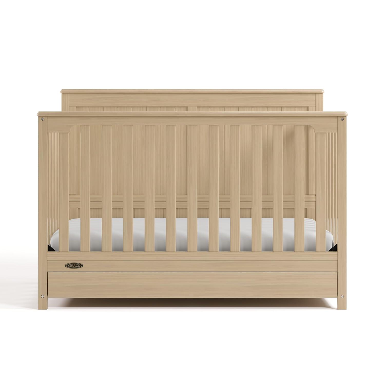 imageGraco Hadley 5in1 Convertible Crib with Drawer White GREENGUARD Gold Certified Crib with Drawer Combo FullSize Nursery Storage Drawer Converts to Toddler Bed DaybedDriftwood