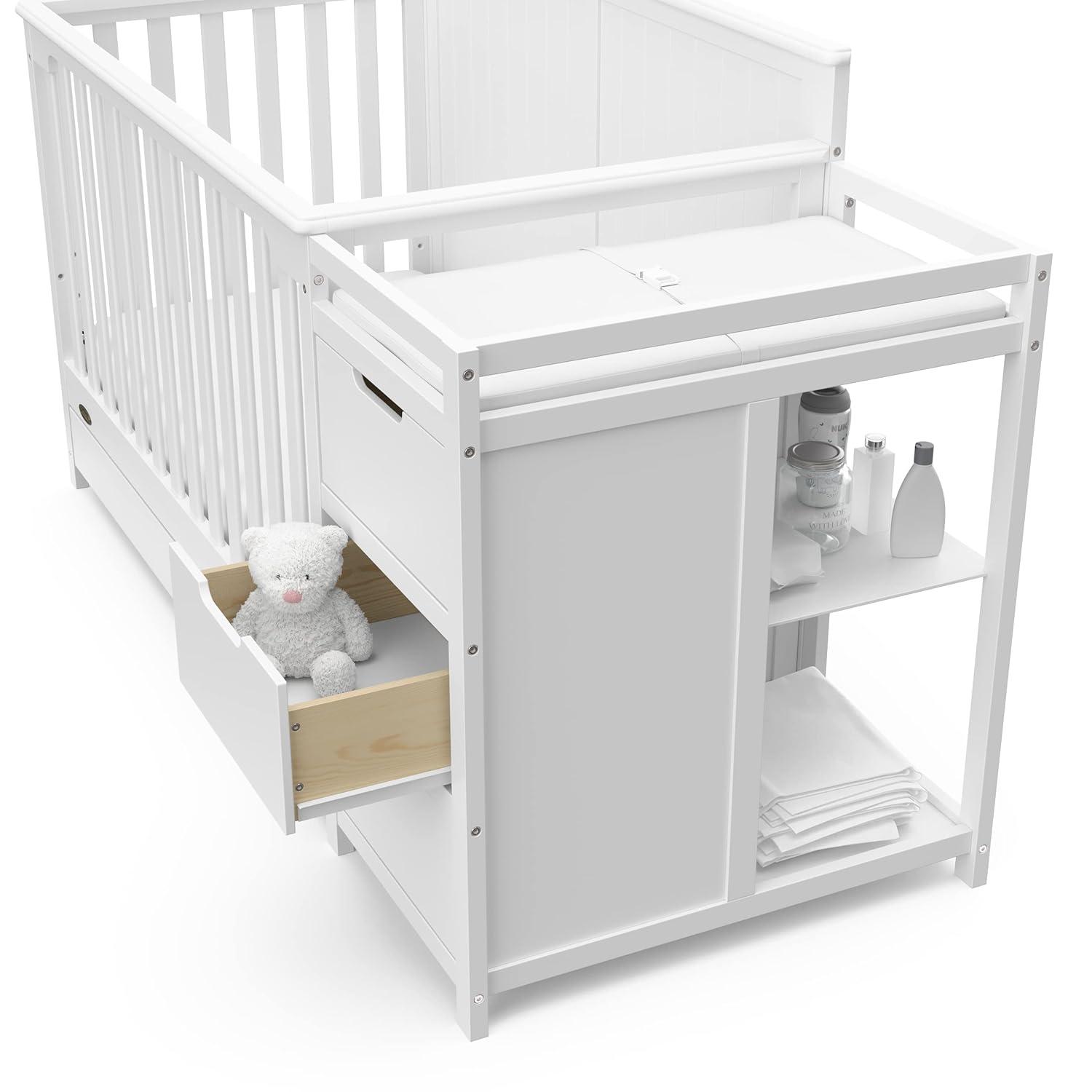 imageGraco Hadley 5in1 Convertible Crib with Drawer White GREENGUARD Gold Certified Crib with Drawer Combo FullSize Nursery Storage Drawer Converts to Toddler Bed DaybedWhite