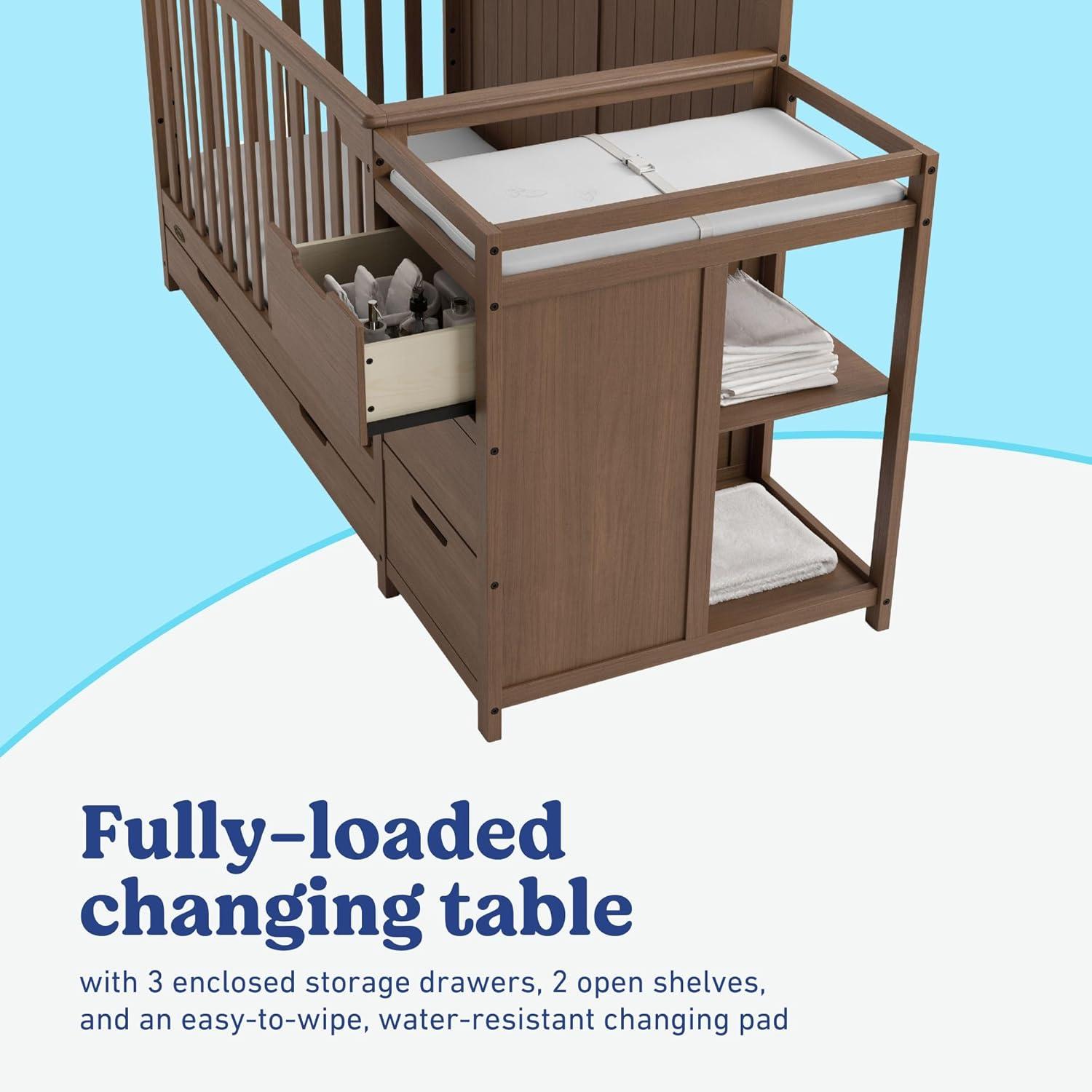 imageGraco Hadley 5in1 Convertible Crib with Drawer White GREENGUARD Gold Certified Crib with Drawer Combo FullSize Nursery Storage Drawer Converts to Toddler Bed DaybedHazelnut