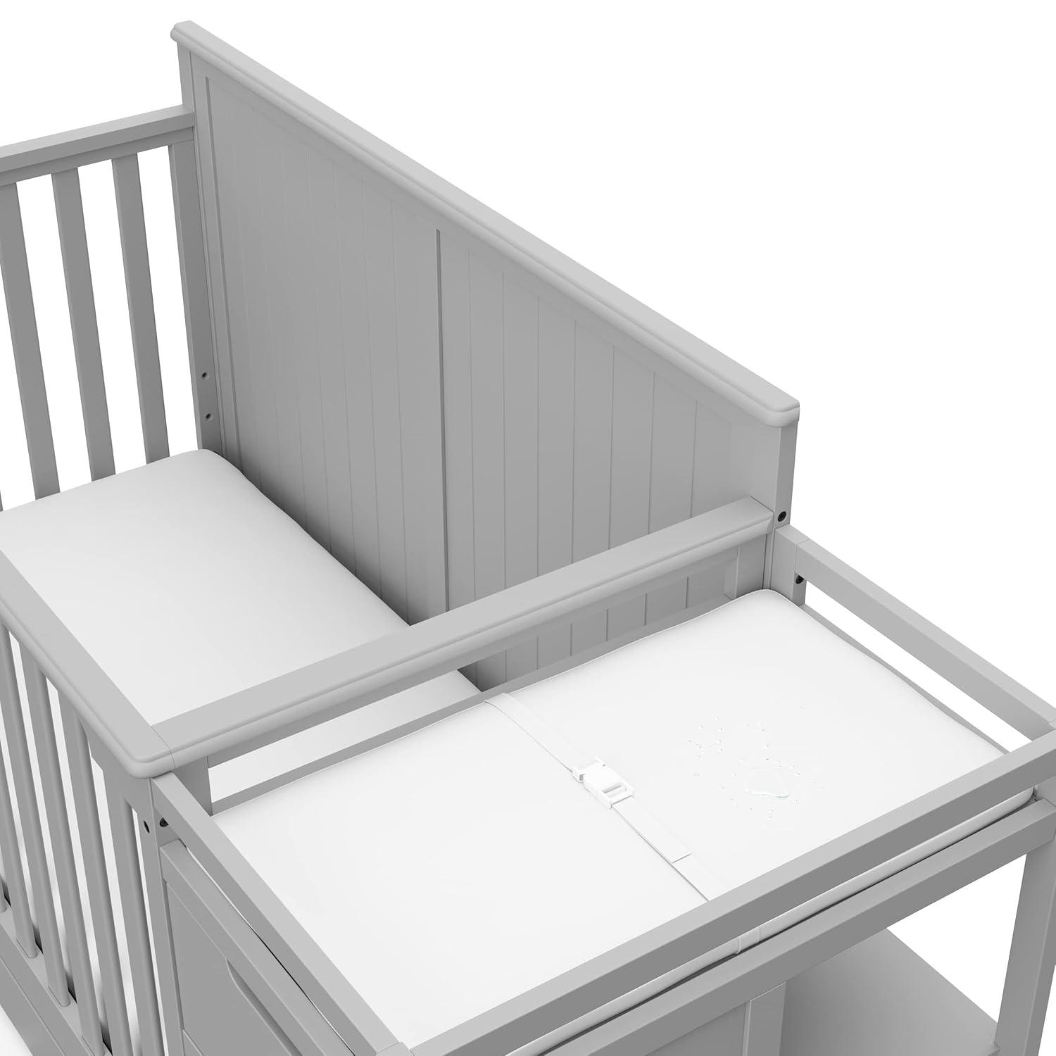 imageGraco Hadley 5in1 Convertible Crib with Drawer White GREENGUARD Gold Certified Crib with Drawer Combo FullSize Nursery Storage Drawer Converts to Toddler Bed DaybedPebble Gray