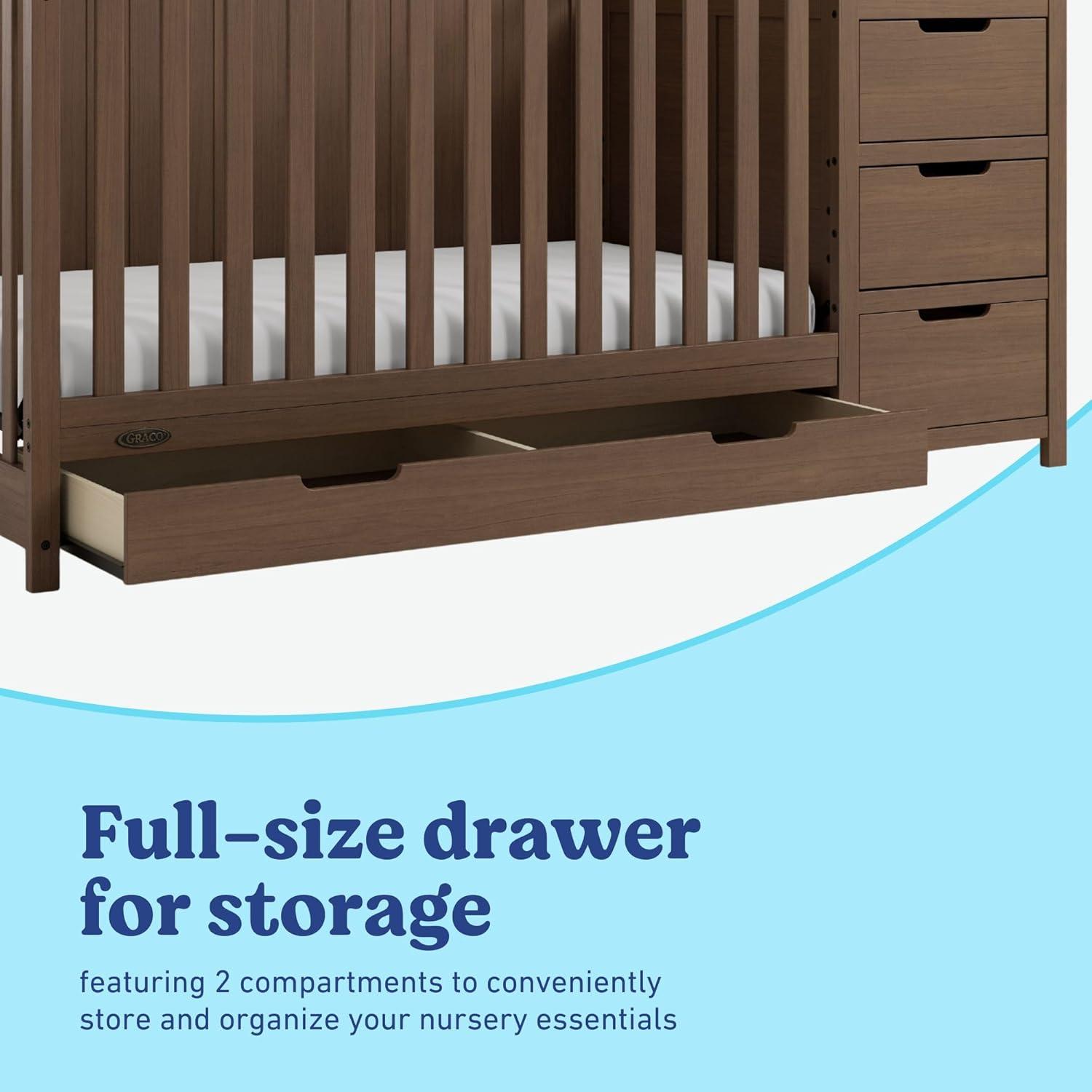 imageGraco Hadley 5in1 Convertible Crib with Drawer White GREENGUARD Gold Certified Crib with Drawer Combo FullSize Nursery Storage Drawer Converts to Toddler Bed DaybedHazelnut