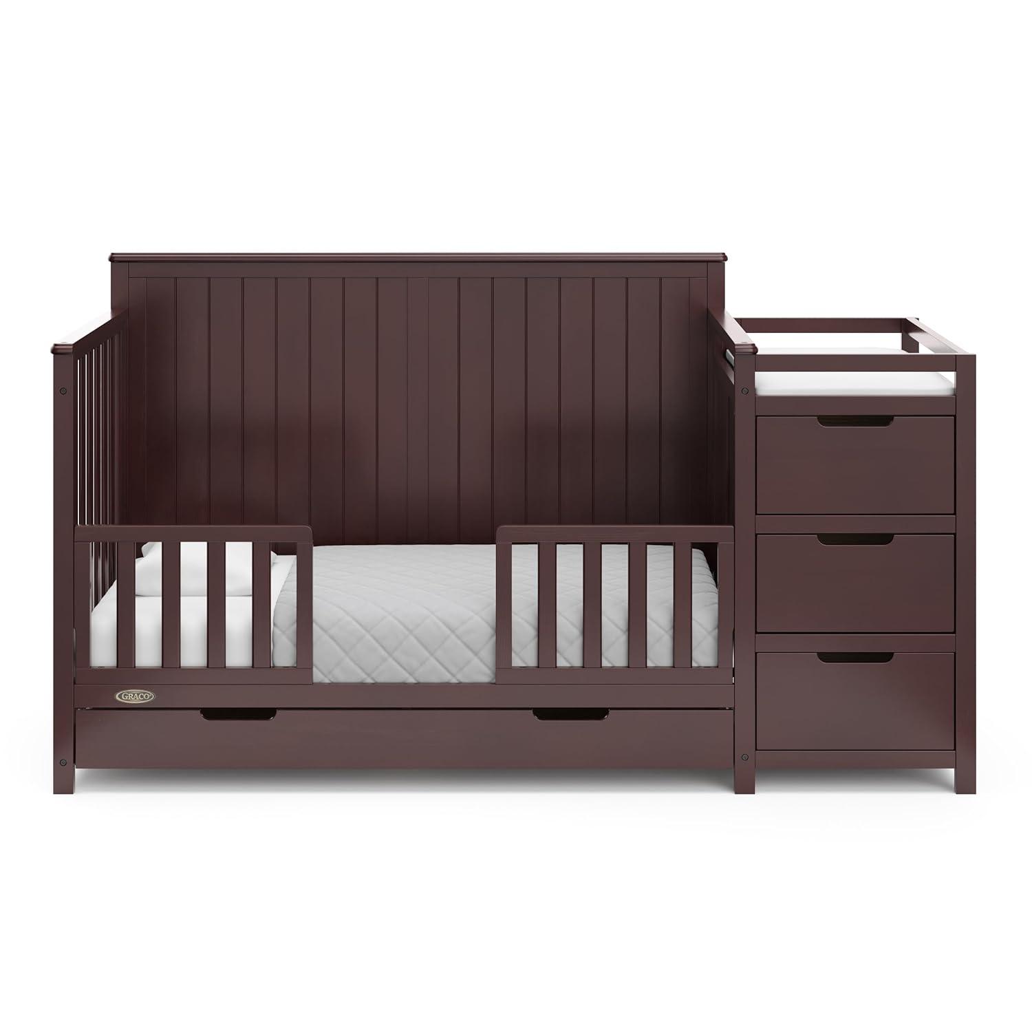 imageGraco Hadley 5in1 Convertible Crib with Drawer White GREENGUARD Gold Certified Crib with Drawer Combo FullSize Nursery Storage Drawer Converts to Toddler Bed DaybedEspresso